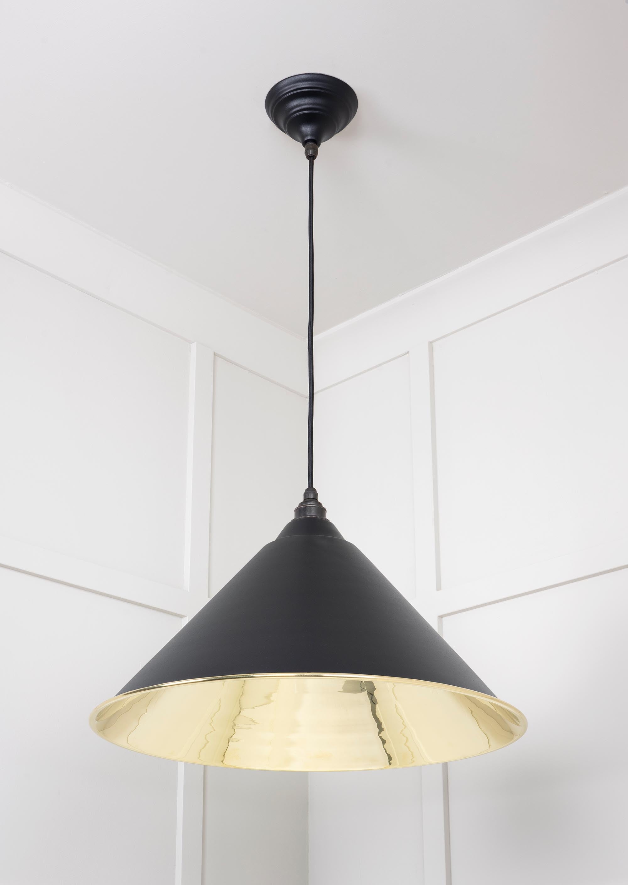 Smooth Brass Hockley Pendant Light Elan Black, Underside.