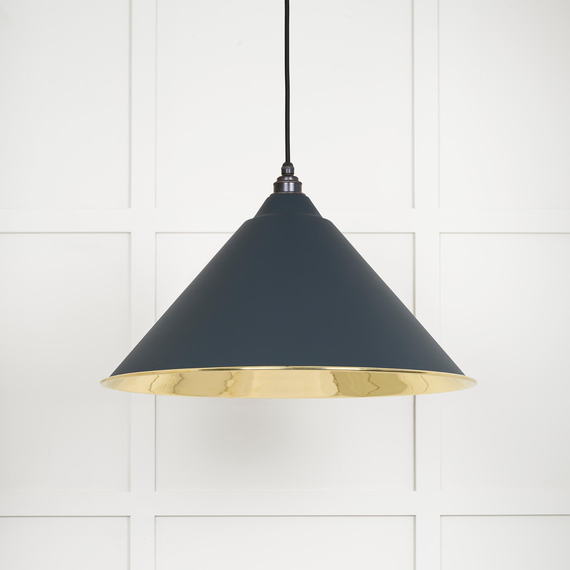 Smooth Brass Hockley Pendant Light Soot, Front Side.
