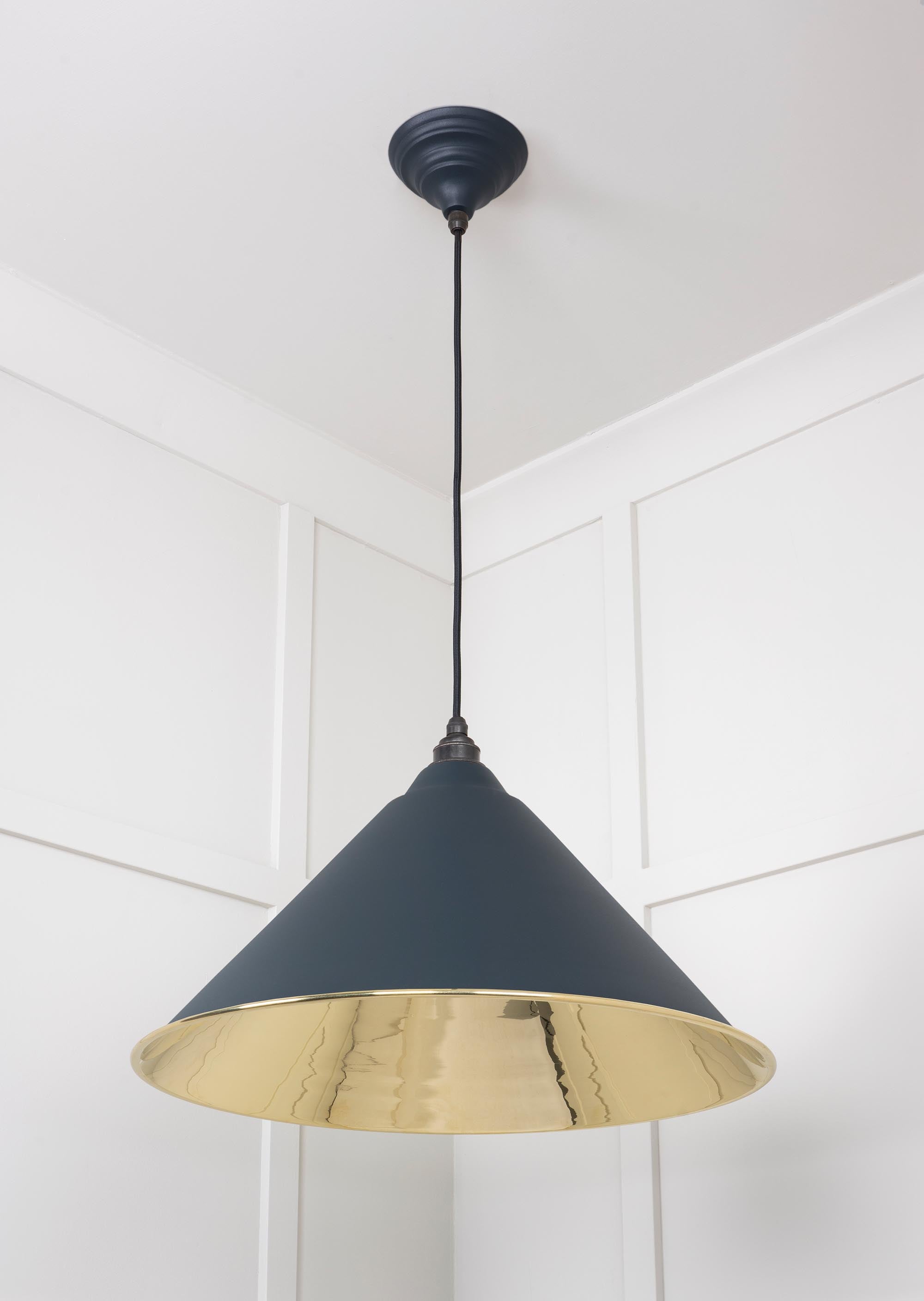 Smooth Brass Hockley Pendant Light Soot, Underside.