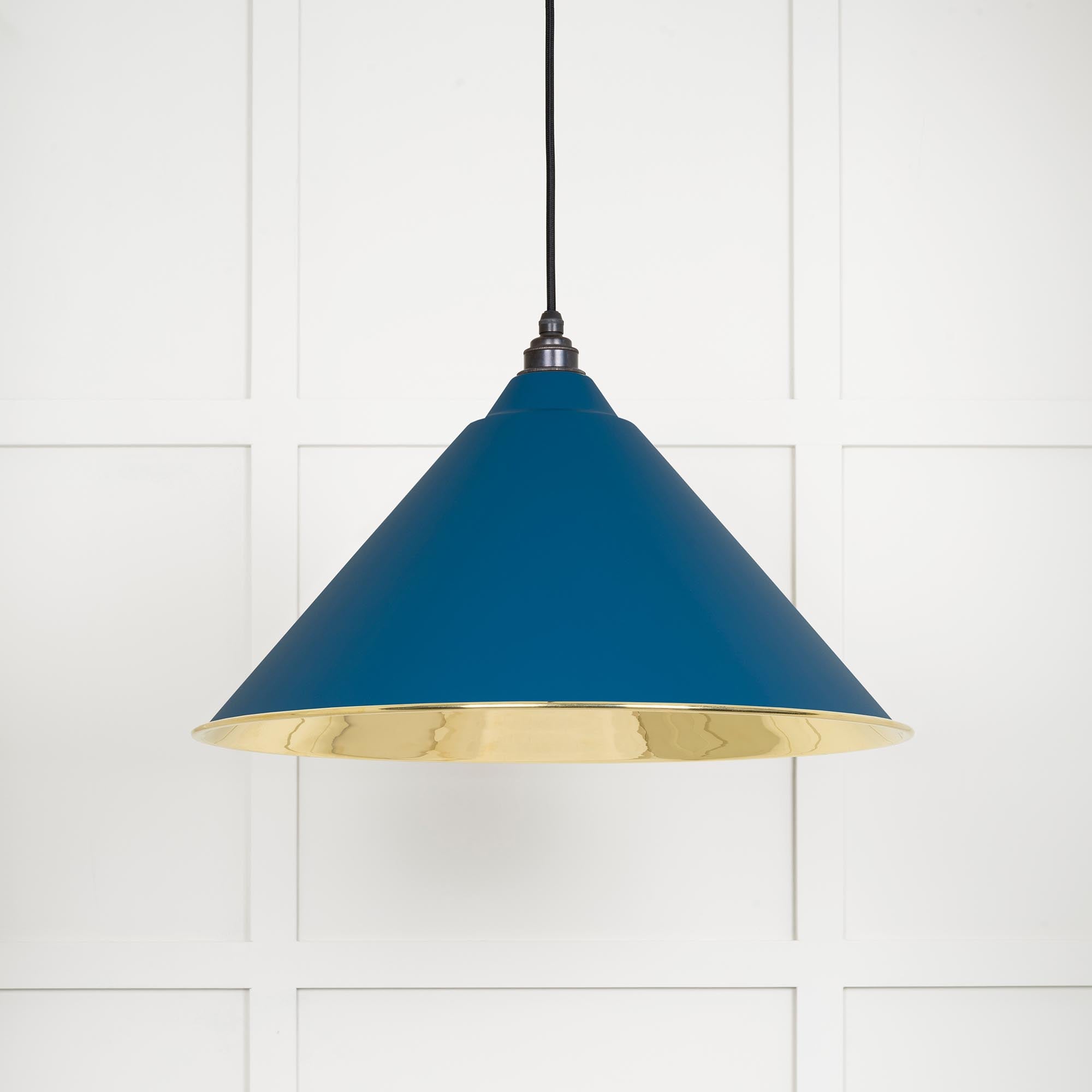 Smooth Brass Hockley Pendant Light Upstream, Front Side.