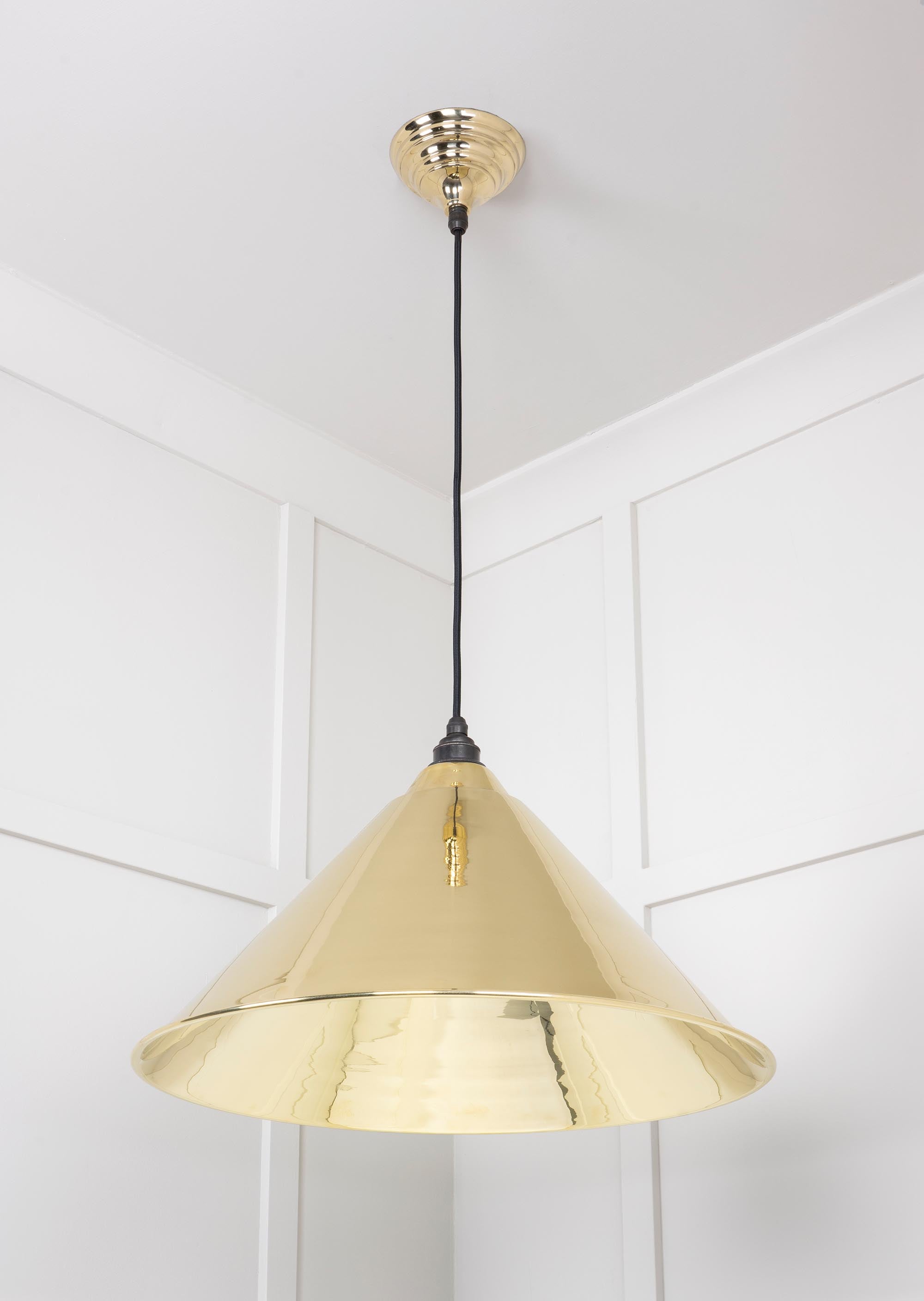 Smooth Brass Hockley Pendant Light , Underside.