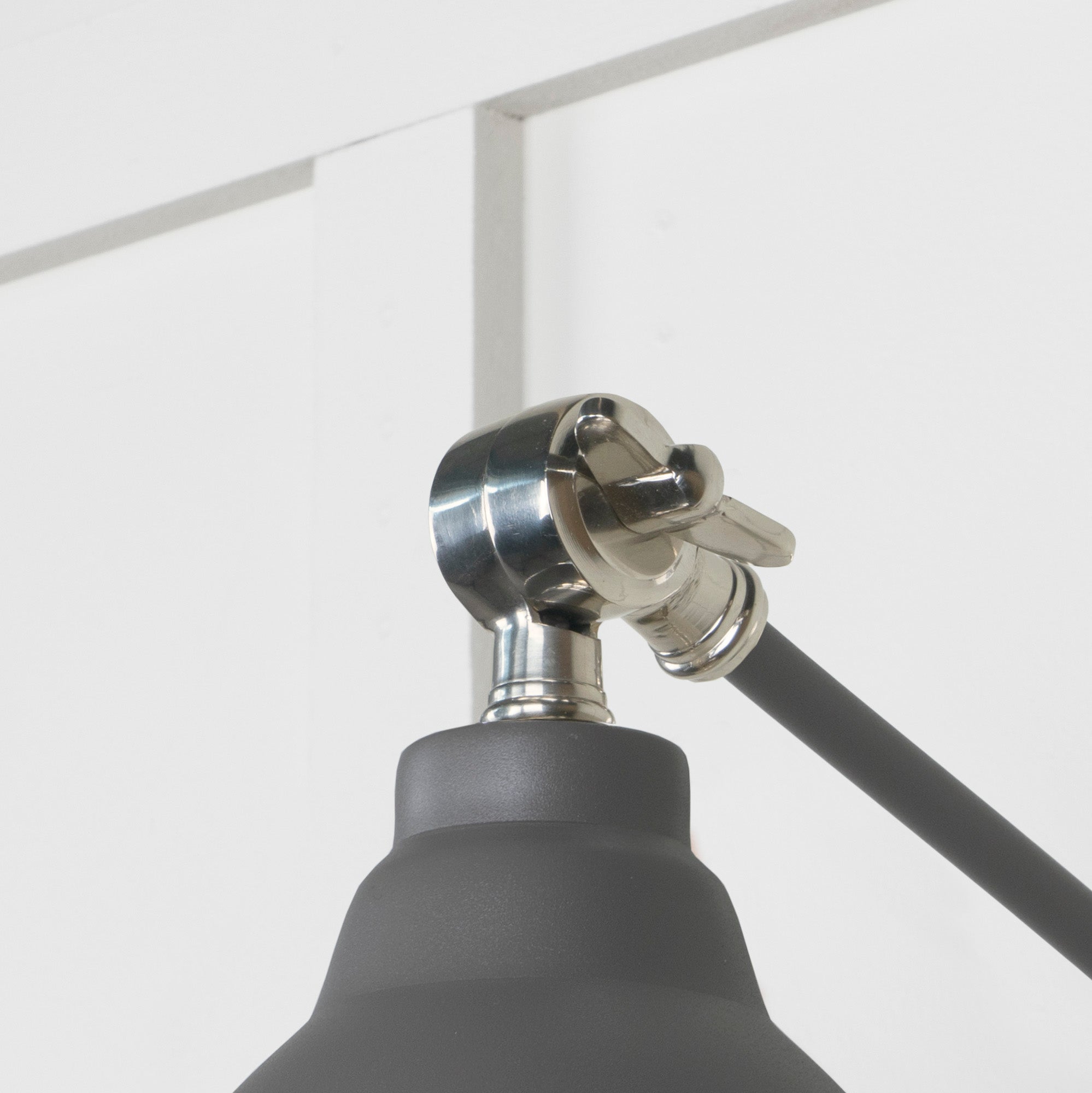 Smooth Nickel Brindley Wall Light Bluff, Detailed close up view of pendant.