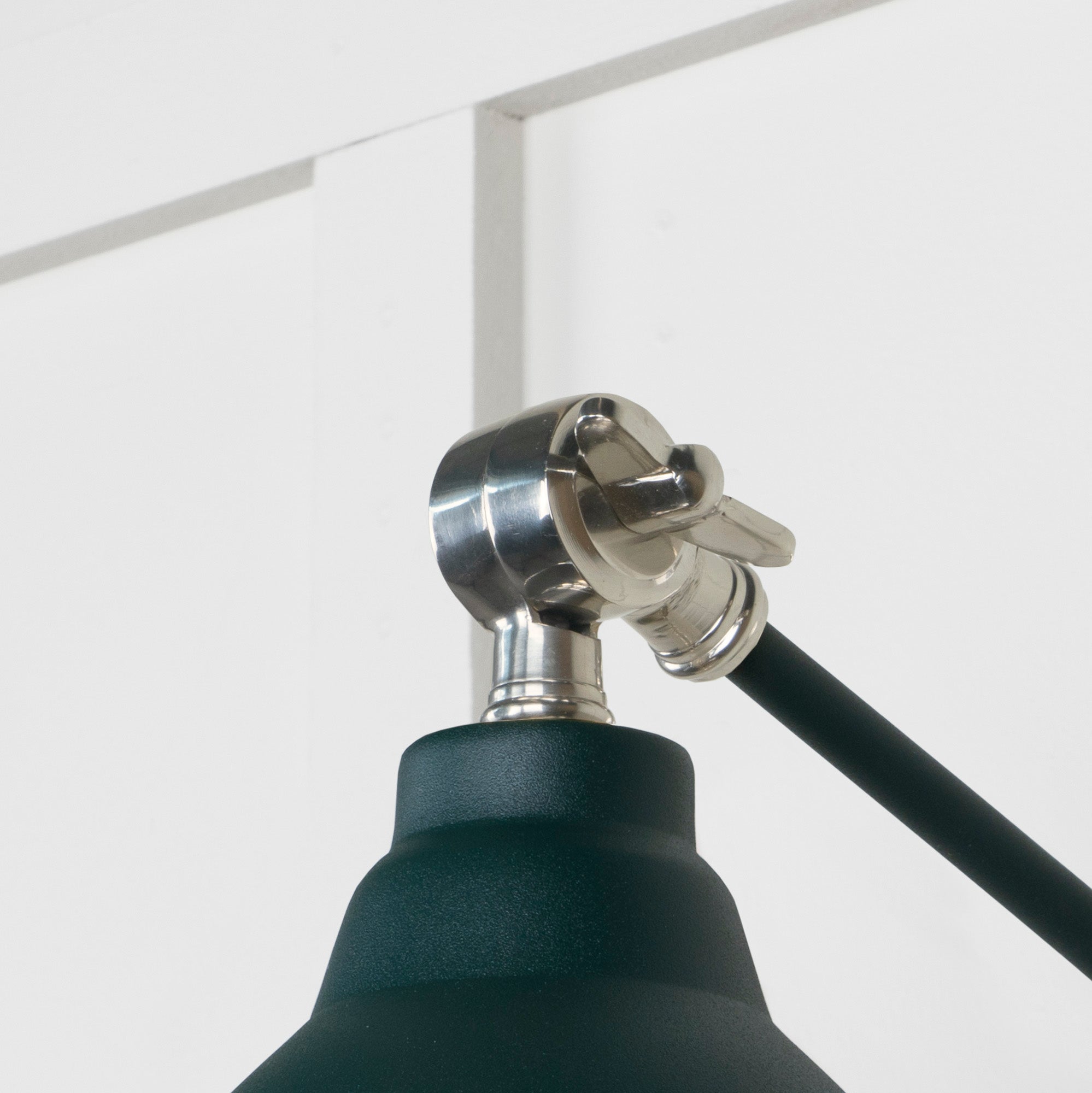 Smooth Nickel Brindley Wall Light Dingle, Detailed close up view of pendant.