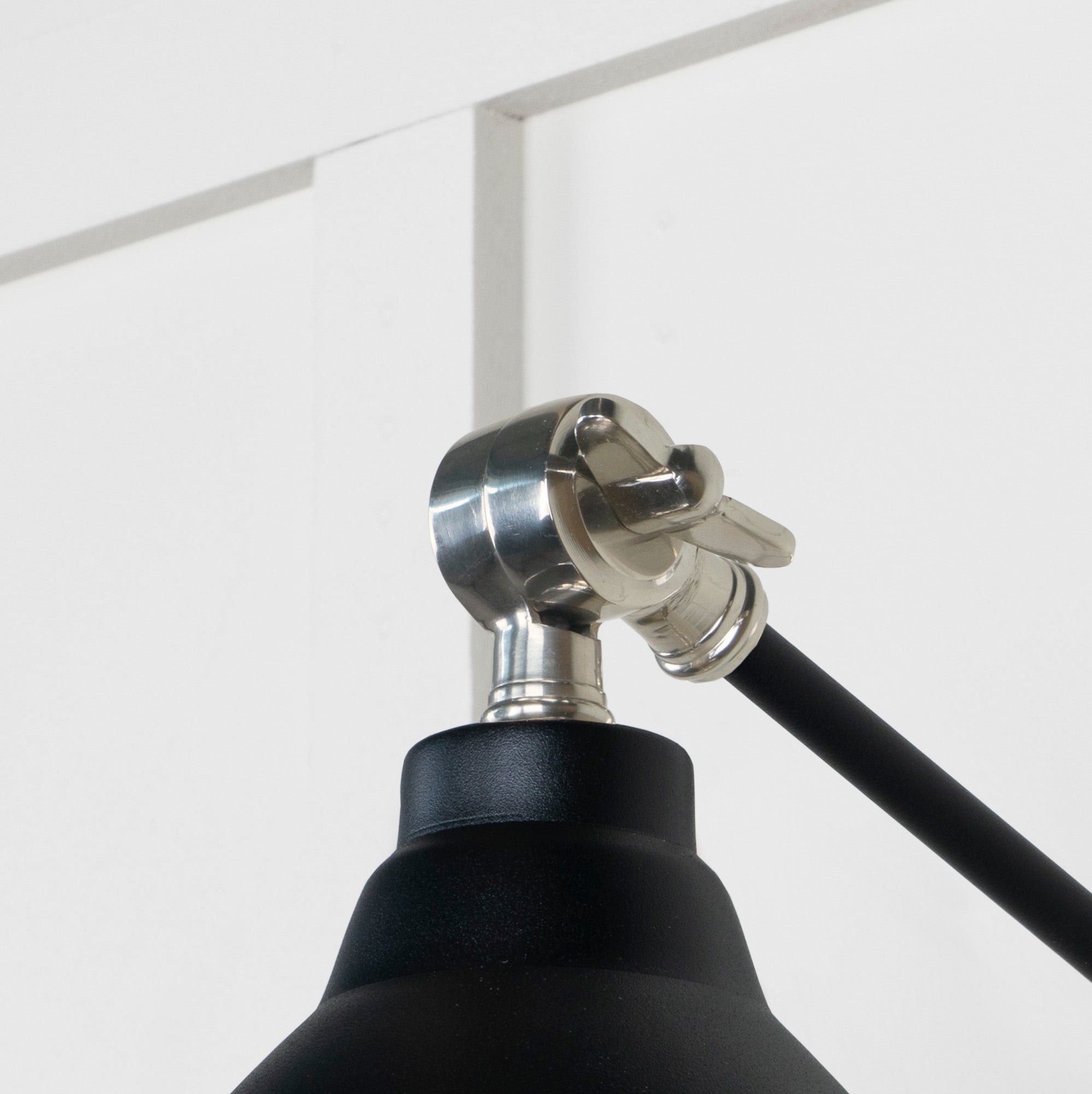 Smooth Nickel Brindley Wall Light Elan Black, Detailed close up view of pendant.
