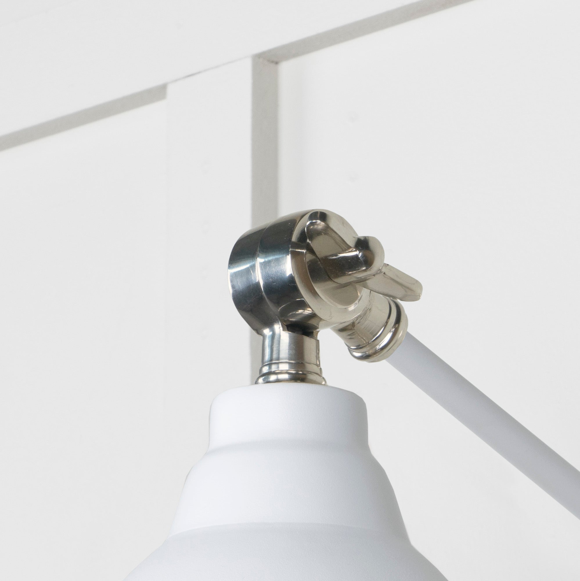 Smooth Nickel Brindley Wall Light Flock, Detailed close up view of pendant.