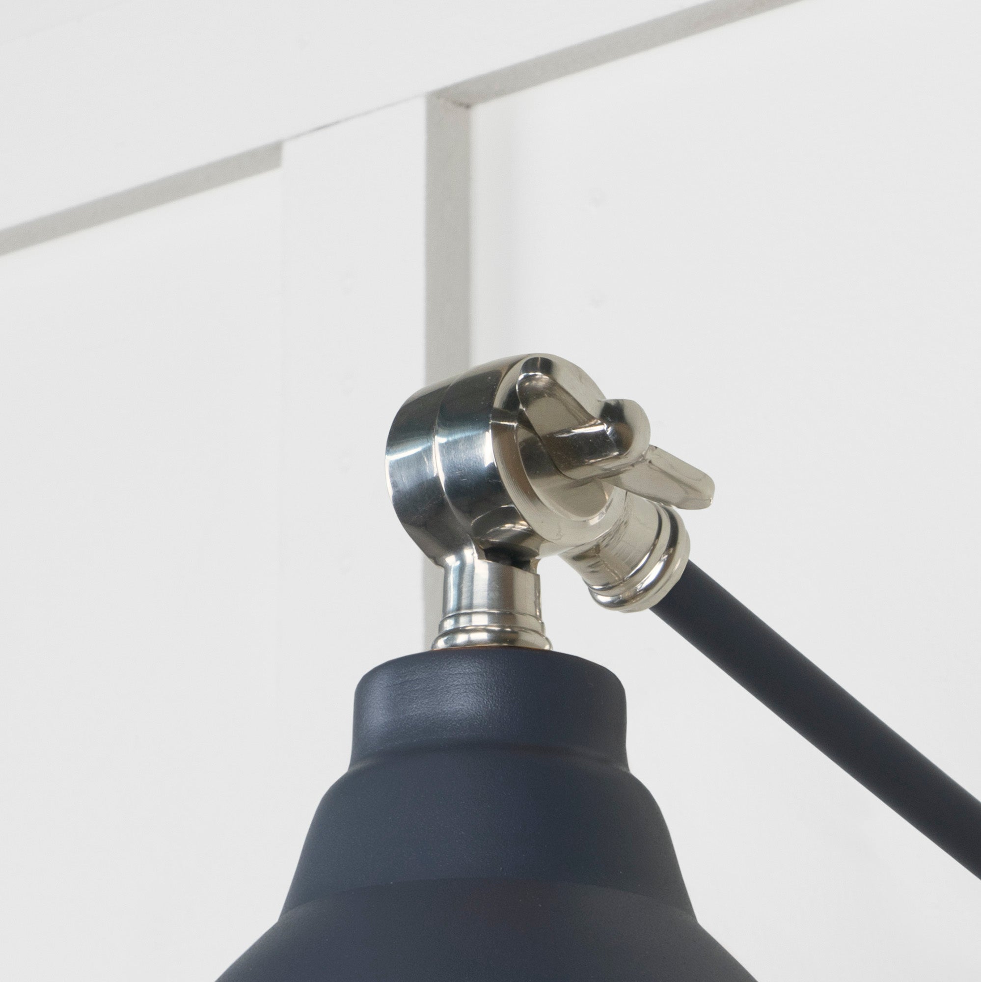 Smooth Nickel Brindley Wall Light Slate, Detailed close up view of pendant.