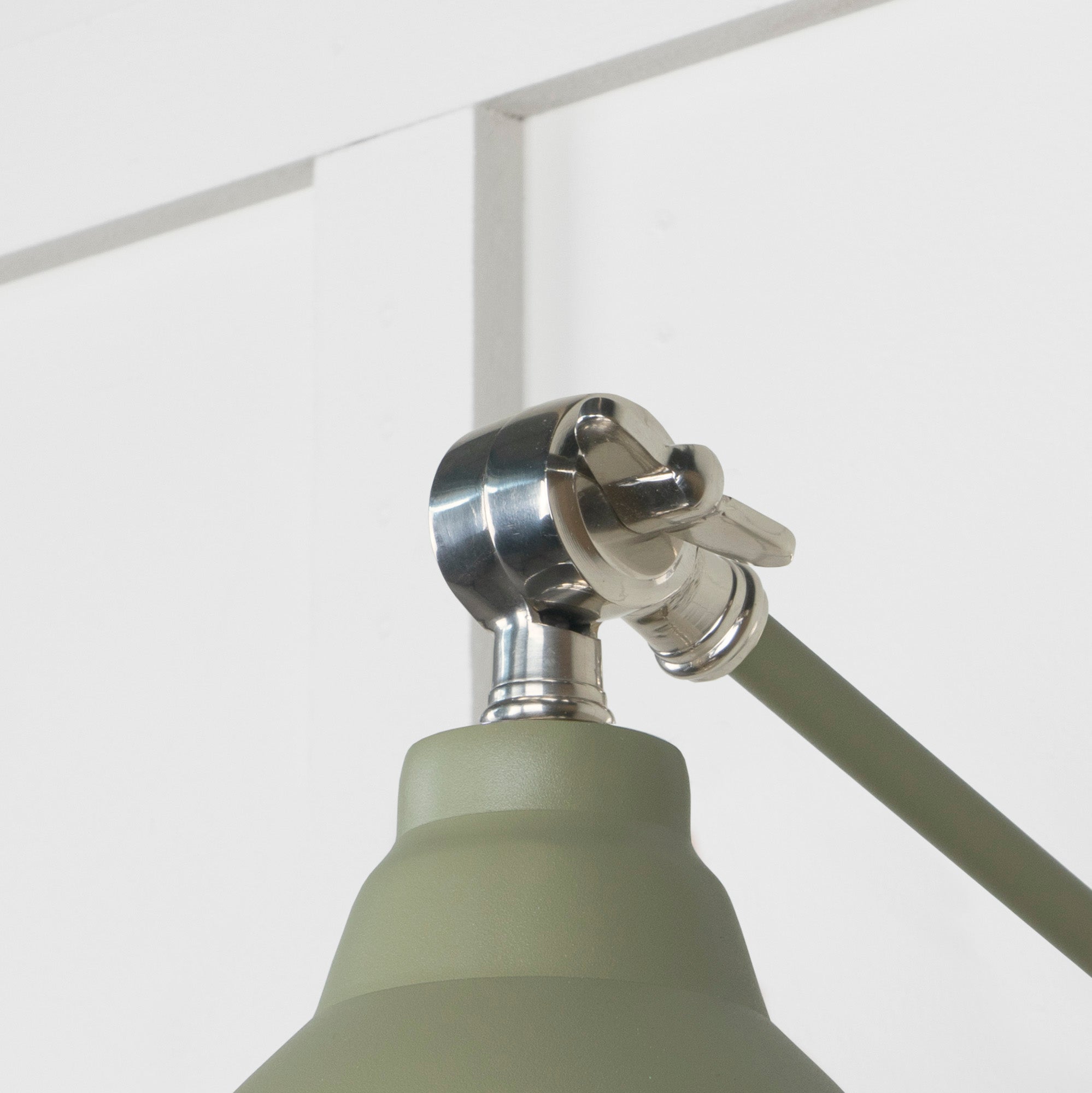 Smooth Nickel Brindley Wall Light Tump, Detailed close up view of pendant.