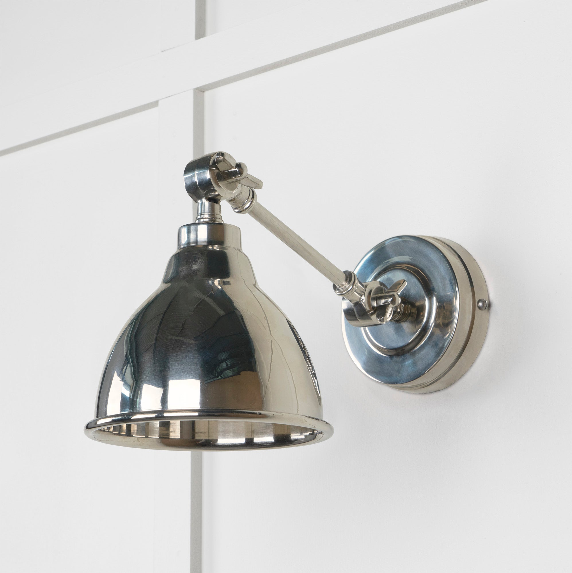 Smooth Nickel Brindley Wall Light , Front Side.