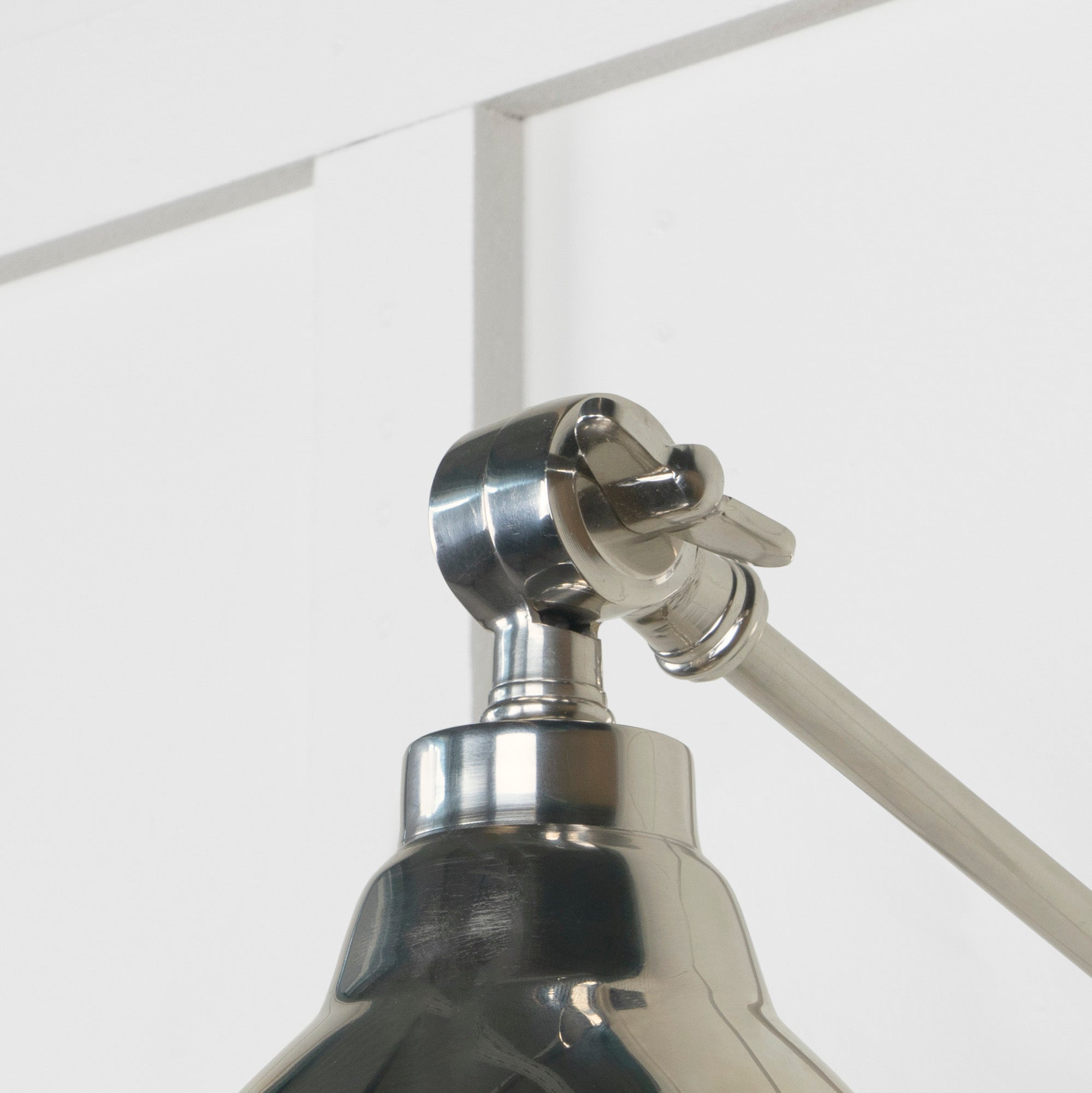 Smooth Nickel Brindley Wall Light , Detailed close up view of pendant.