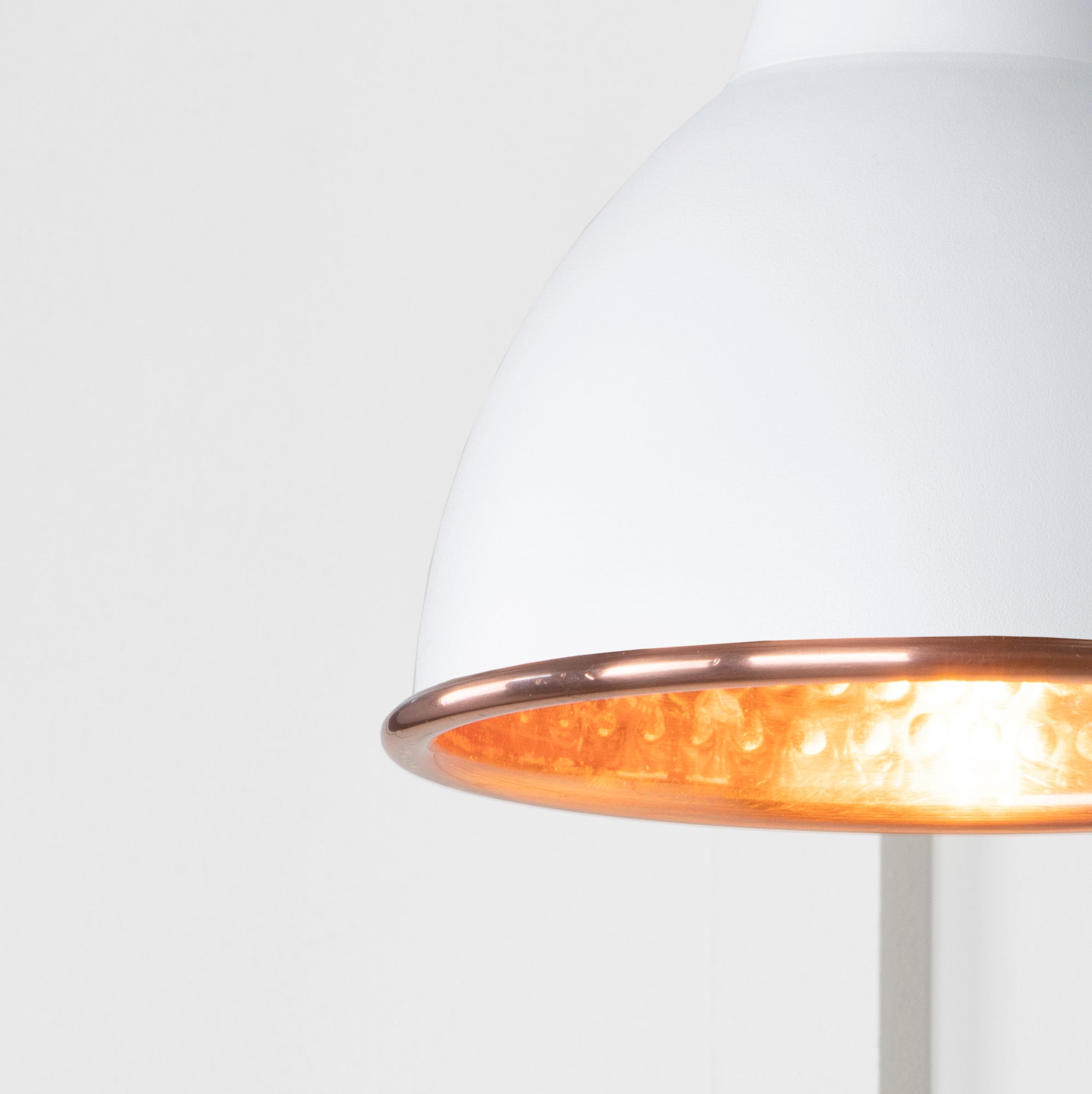 Hammered Copper Brindley Wall Light Flock, Underside.