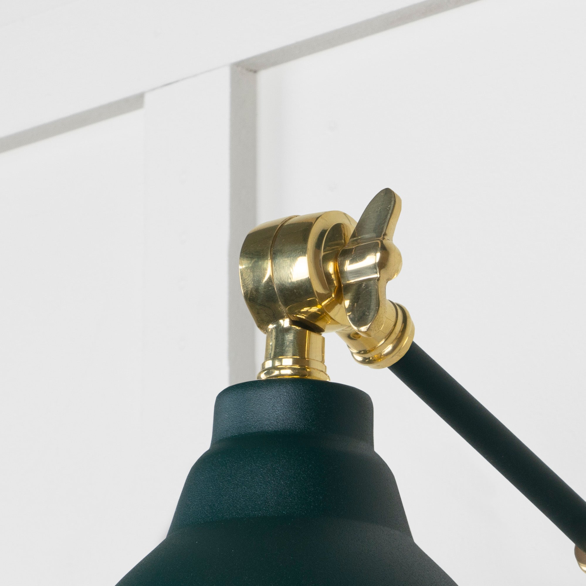 Hammered Brass Brindley Wall Light Dingle, Detailed close up view of pendant.