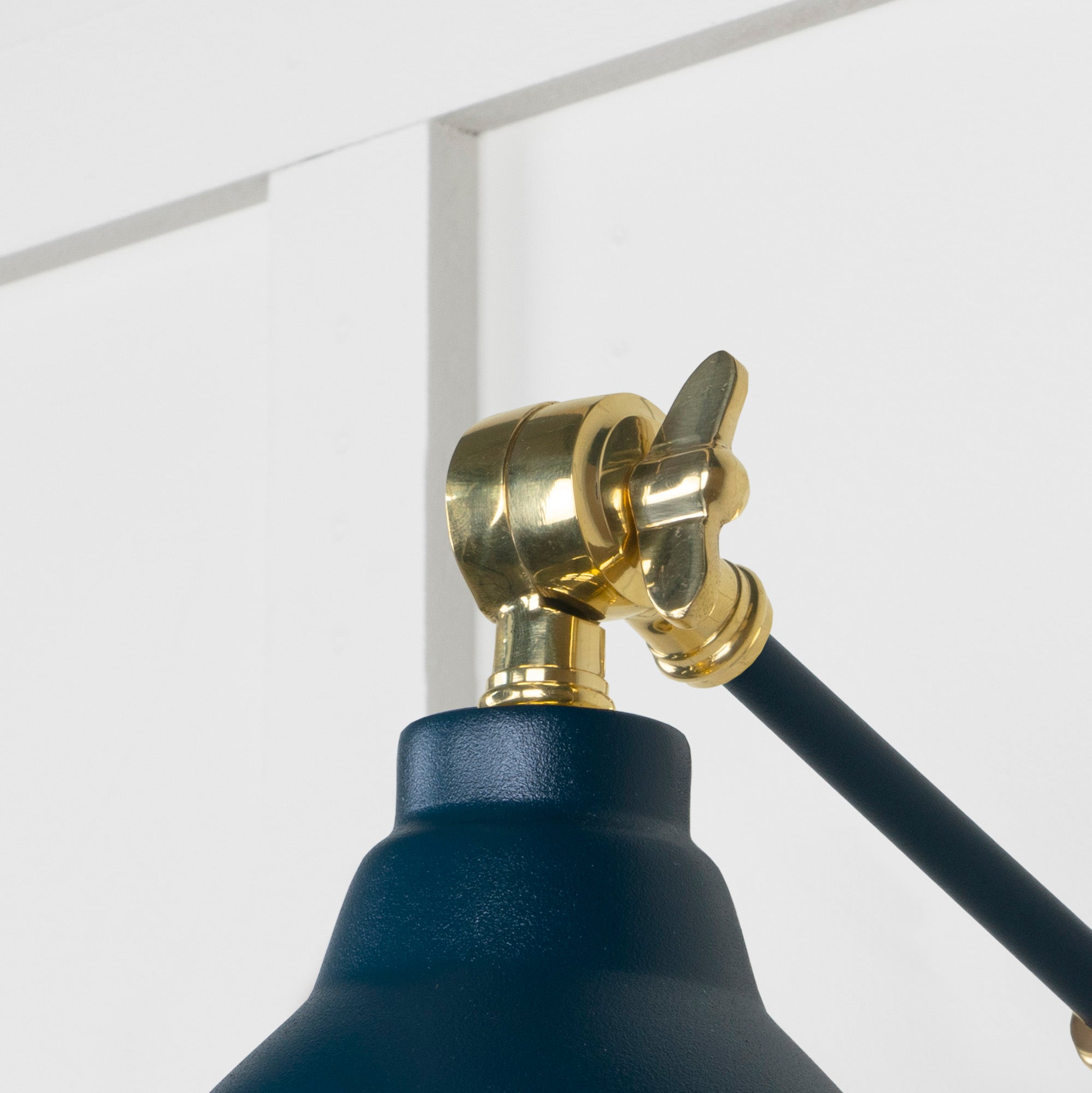Hammered Brass Brindley Wall Light Dusk, Detailed close up view of pendant.