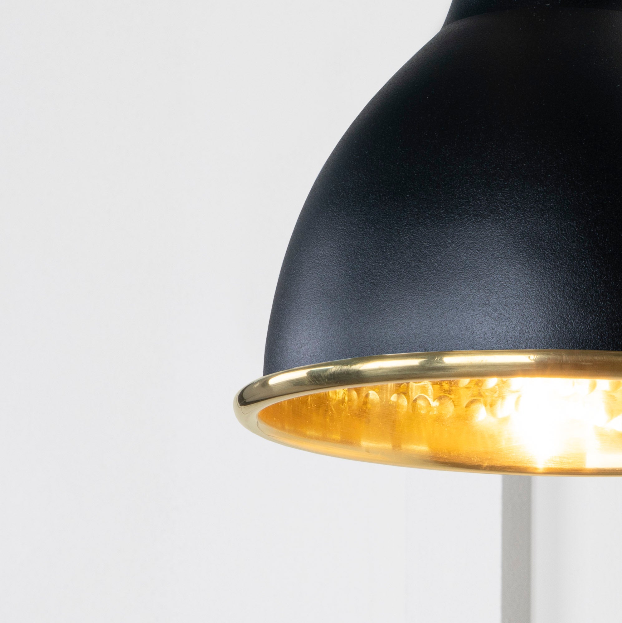 Hammered Brass Brindley Wall Light Elan Black, Underside.