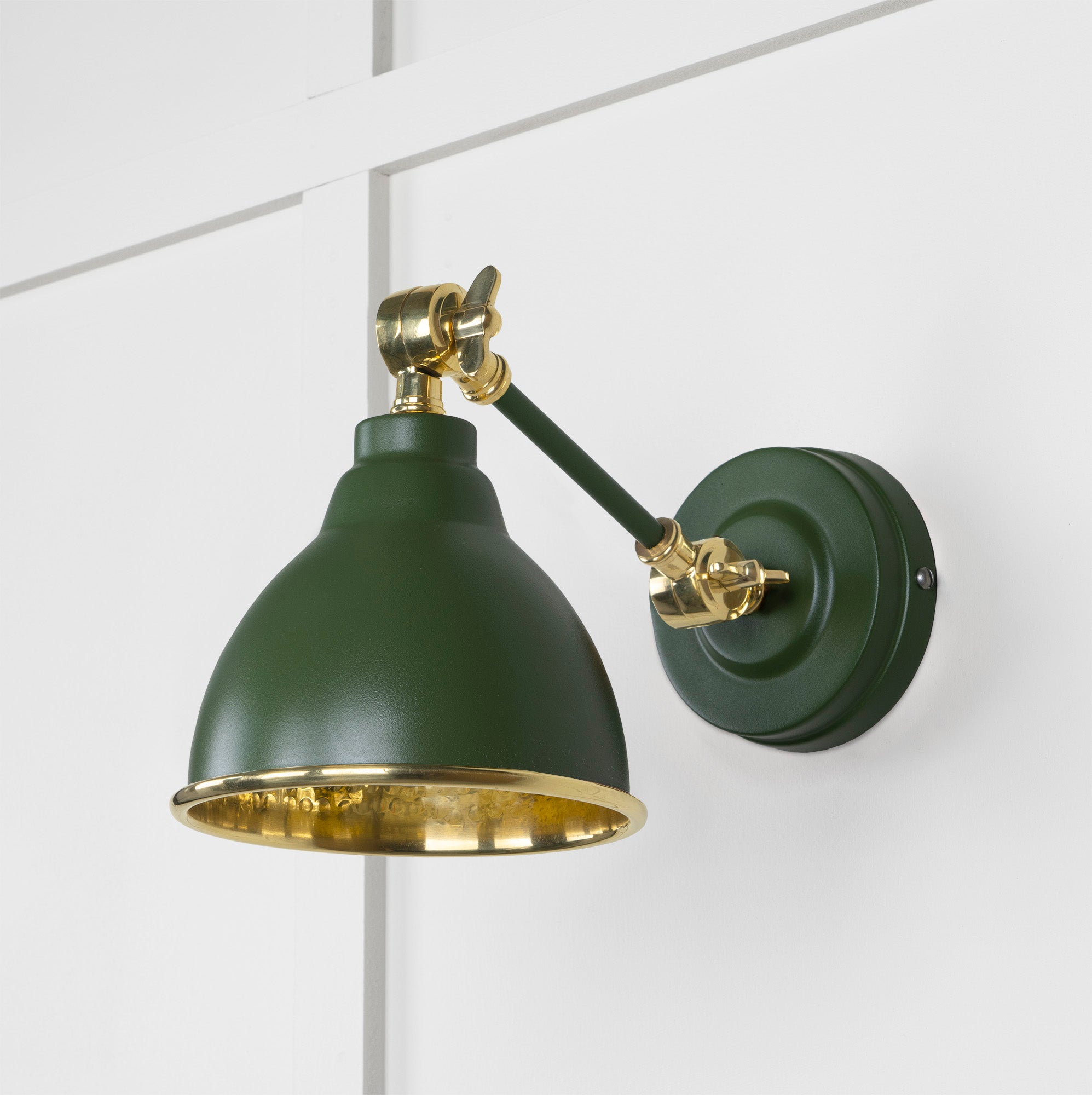 Hammered Brass Brindley Wall Light Heath, Front Side.