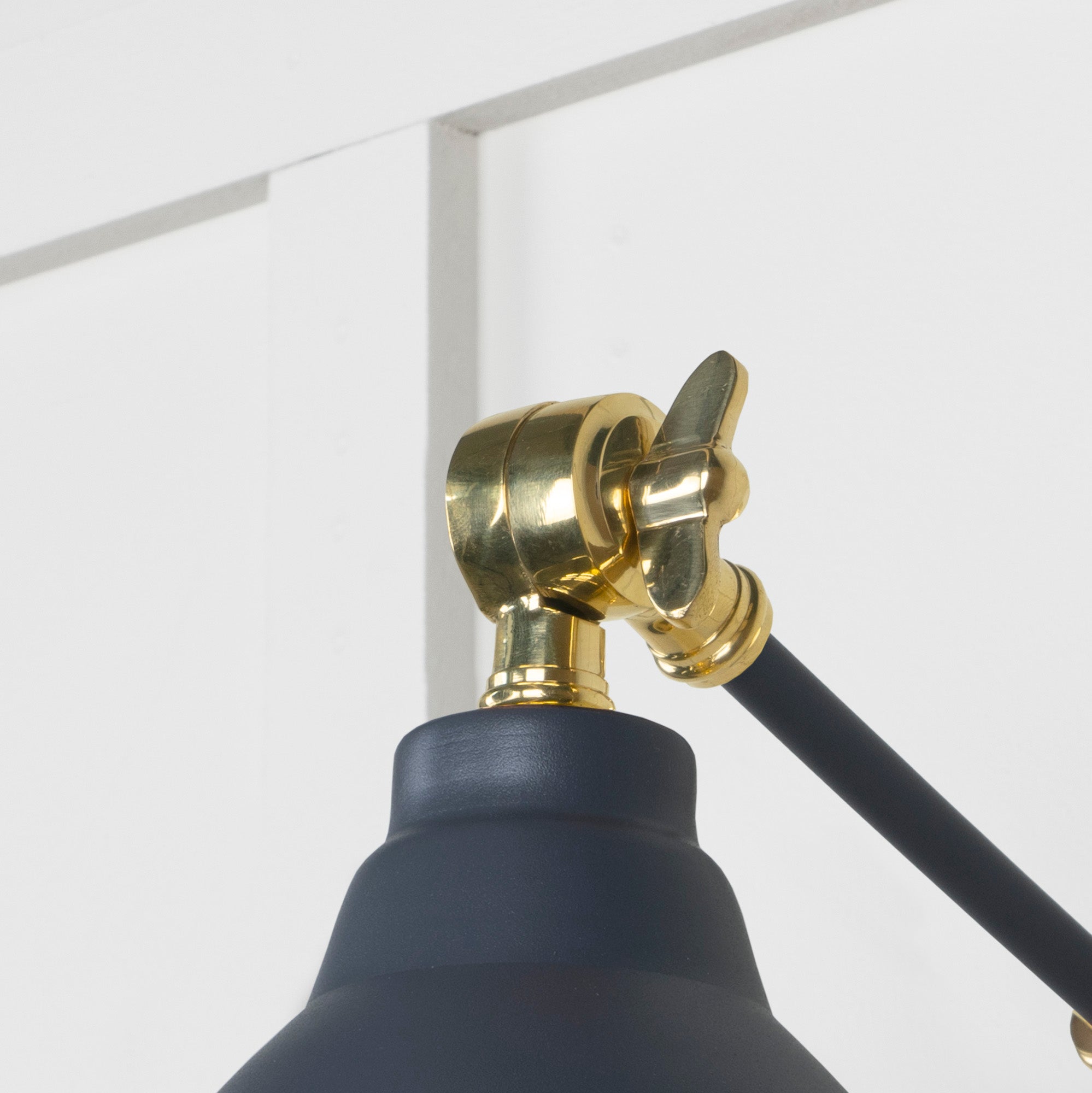 Hammered Brass Brindley Wall Light Slate, Detailed close up view of pendant.