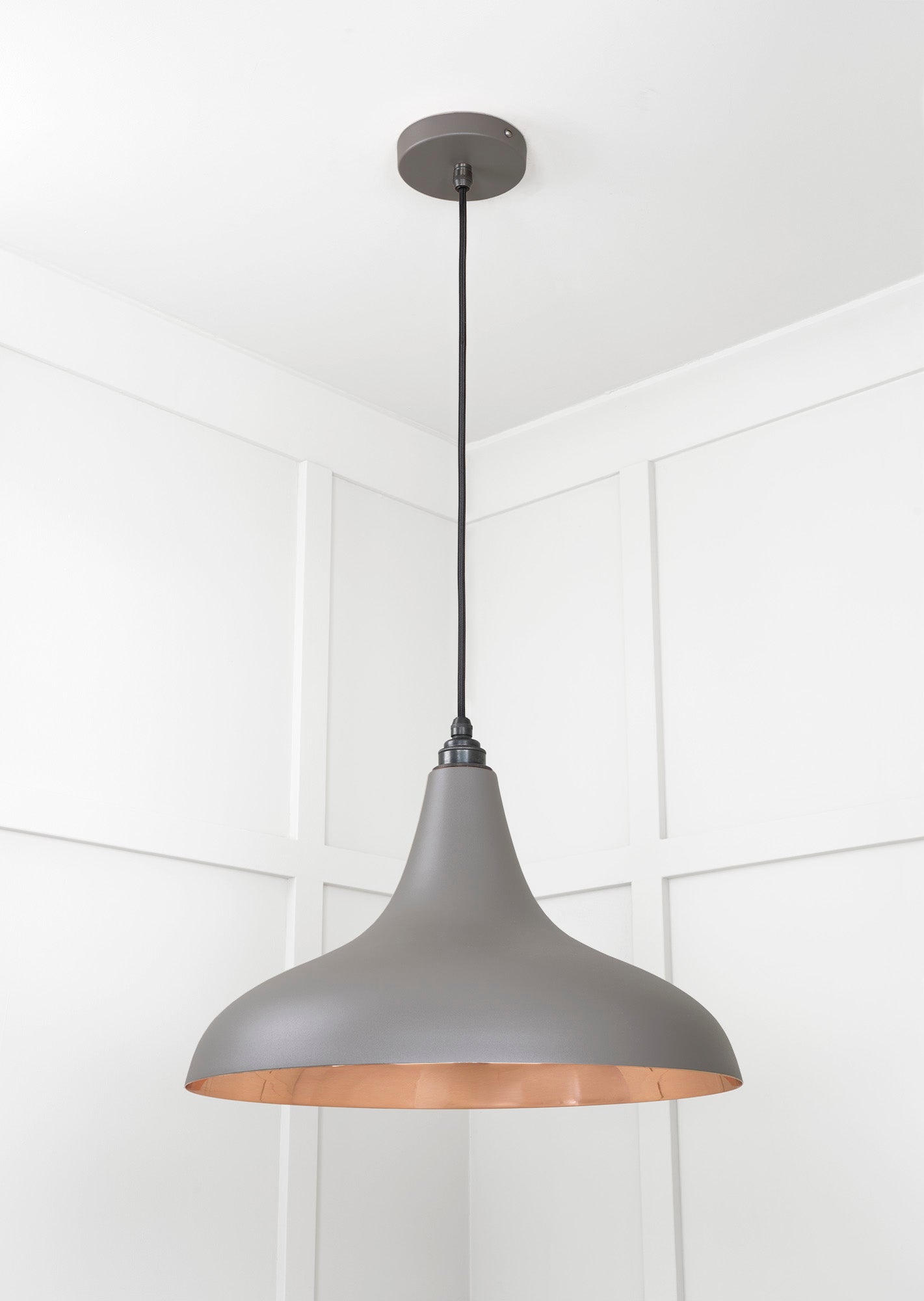 Smooth Copper Frankley Pendant Light Bluff, Underside.