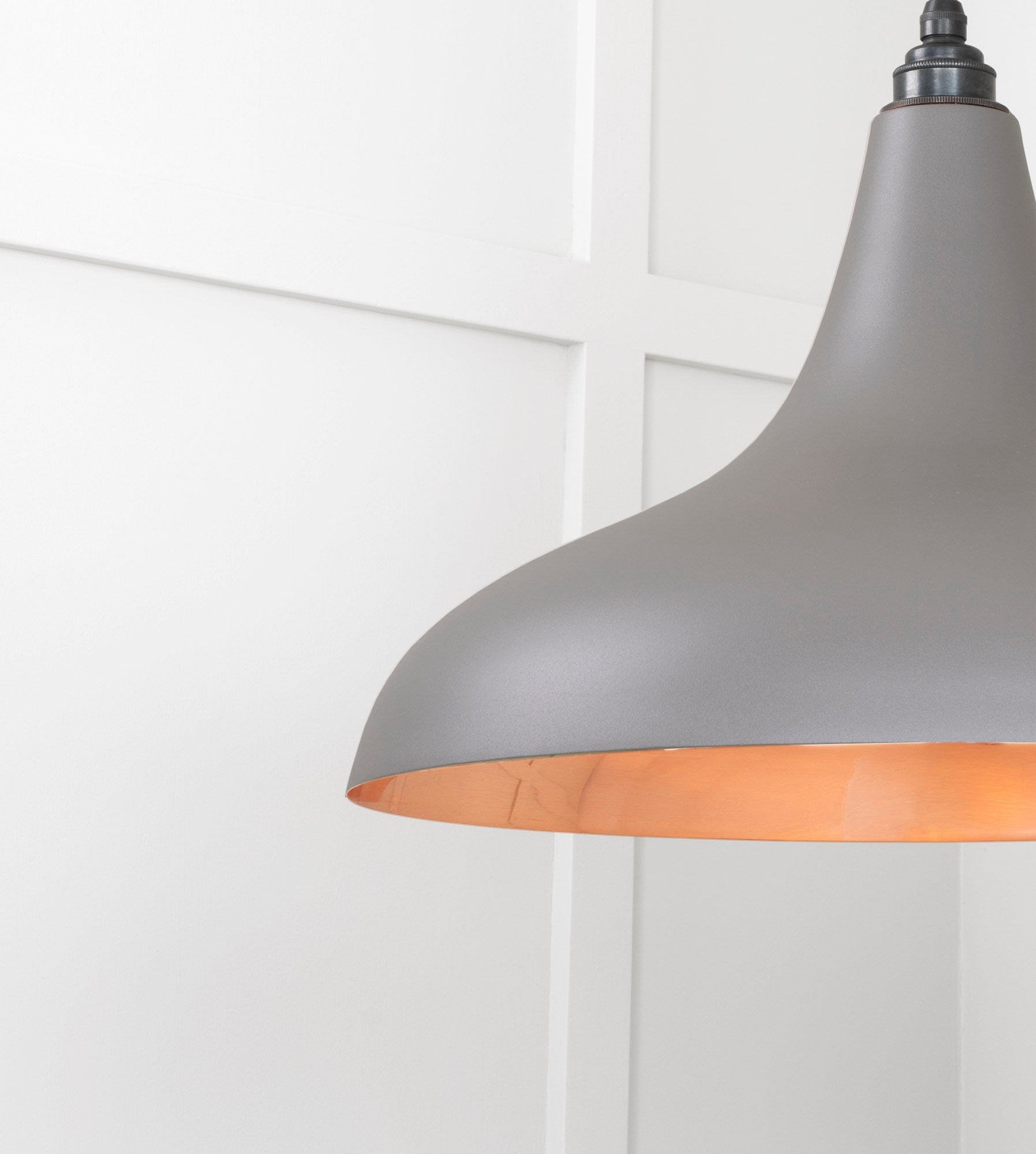 Smooth Copper Frankley Pendant Light Bluff, Detailed close up view of pendant.