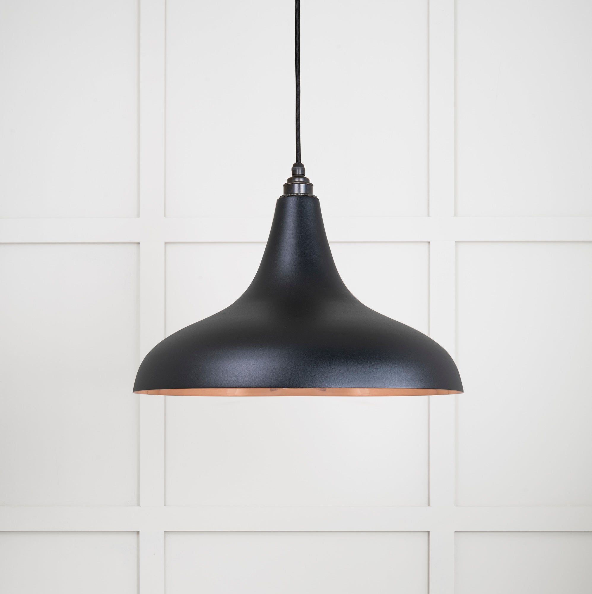 Smooth Copper Frankley Pendant Light Elan Black, Front Side.