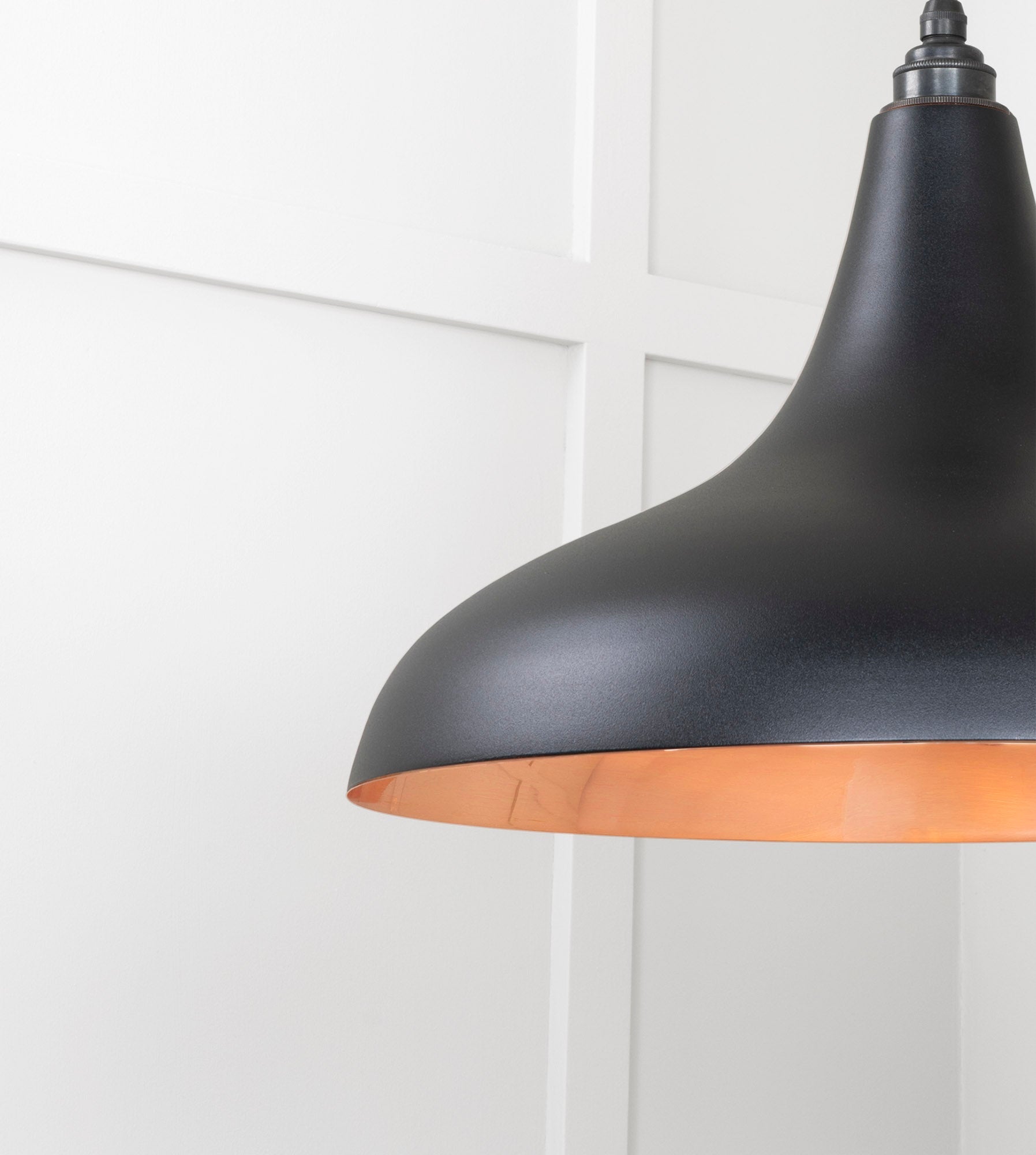 Smooth Copper Frankley Pendant Light Elan Black, Detailed close up view of pendant.