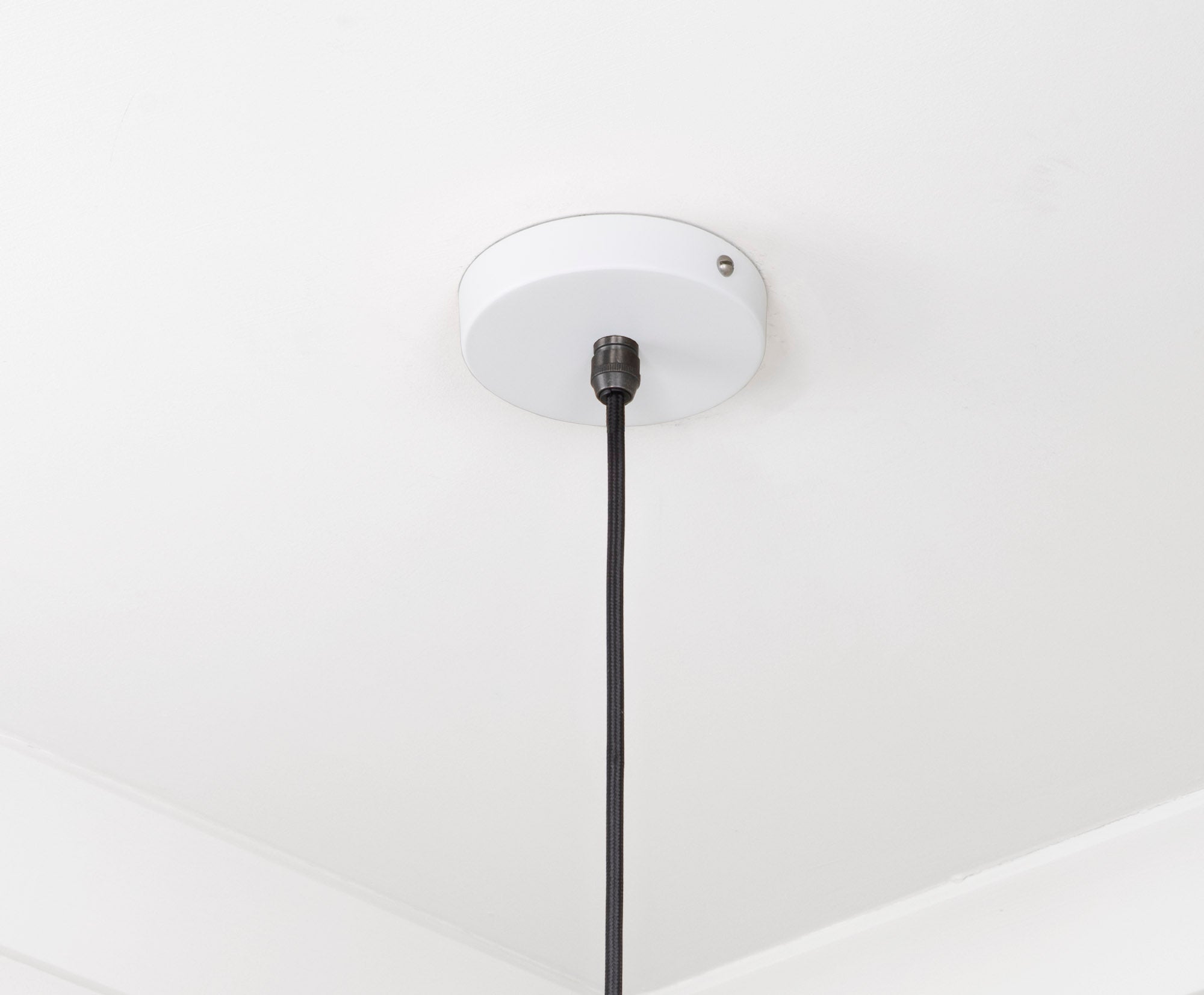 Smooth Copper Frankley Pendant Light Flock, close up view of fitting and cable.