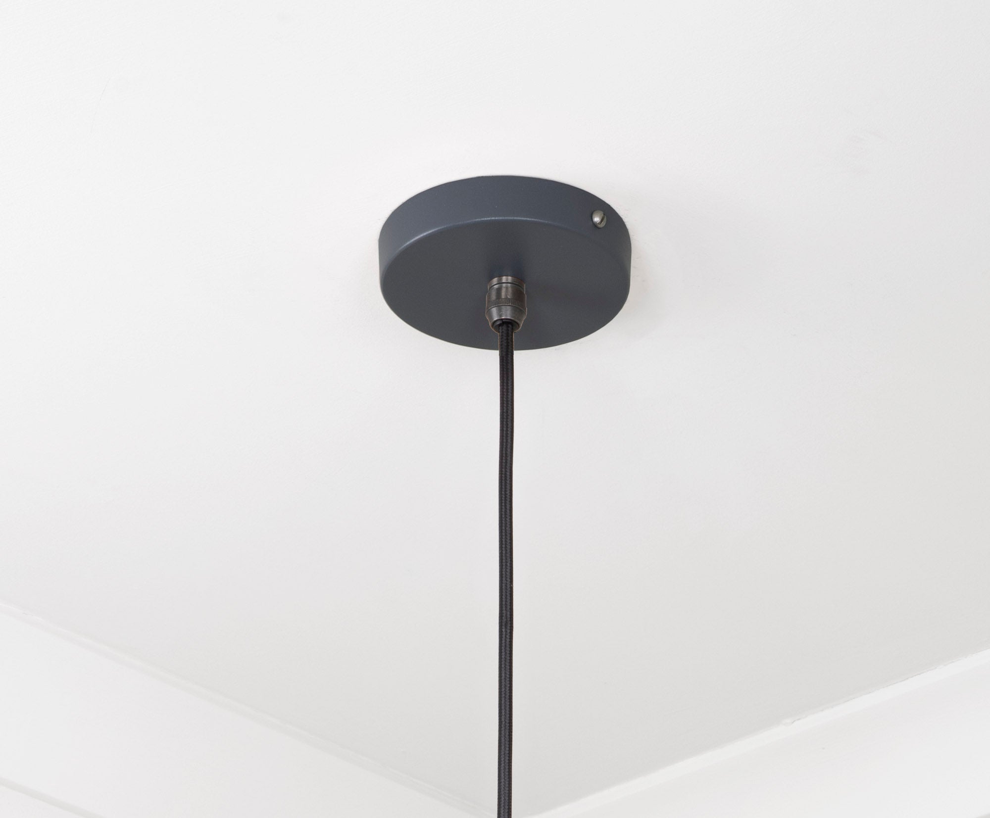 Smooth Copper Frankley Pendant Light Slate, close up view of fitting and cable.