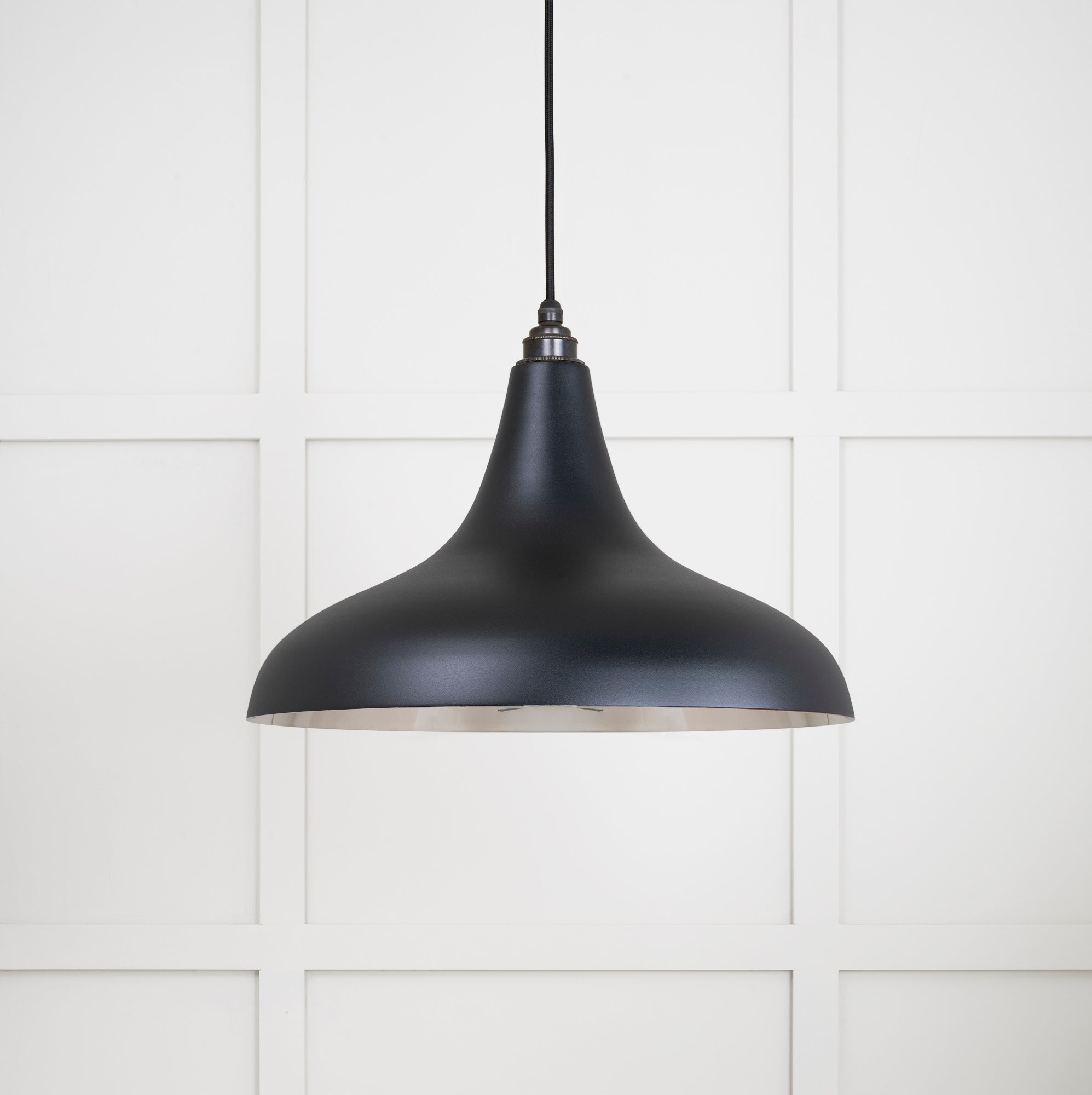 Smooth Nickel Frankley Pendant Light Elan Black, Front Side.