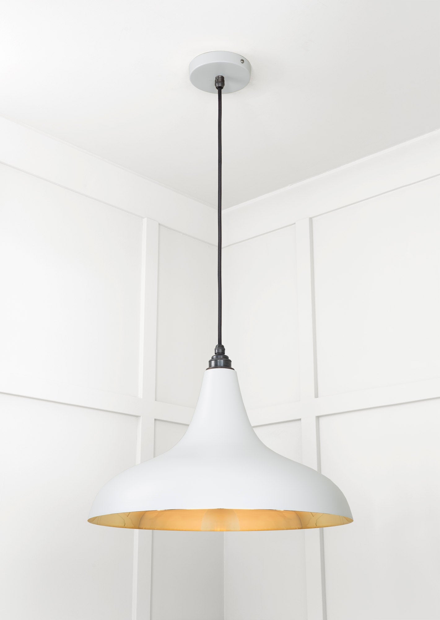 Smooth Brass Frankley Pendant Light Birch, Underside.