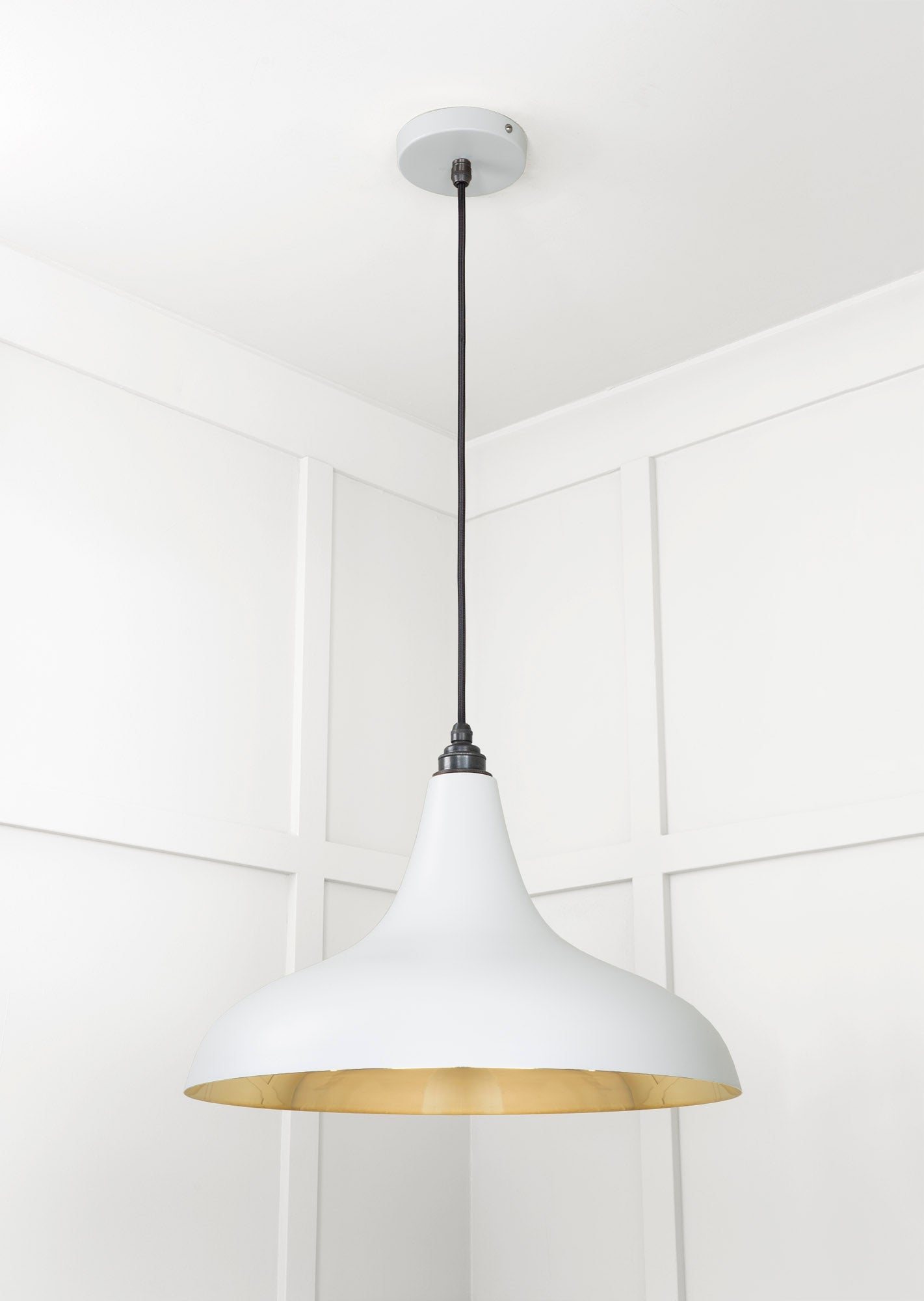 Smooth Brass Frankley Pendant Light Birch, Underside.