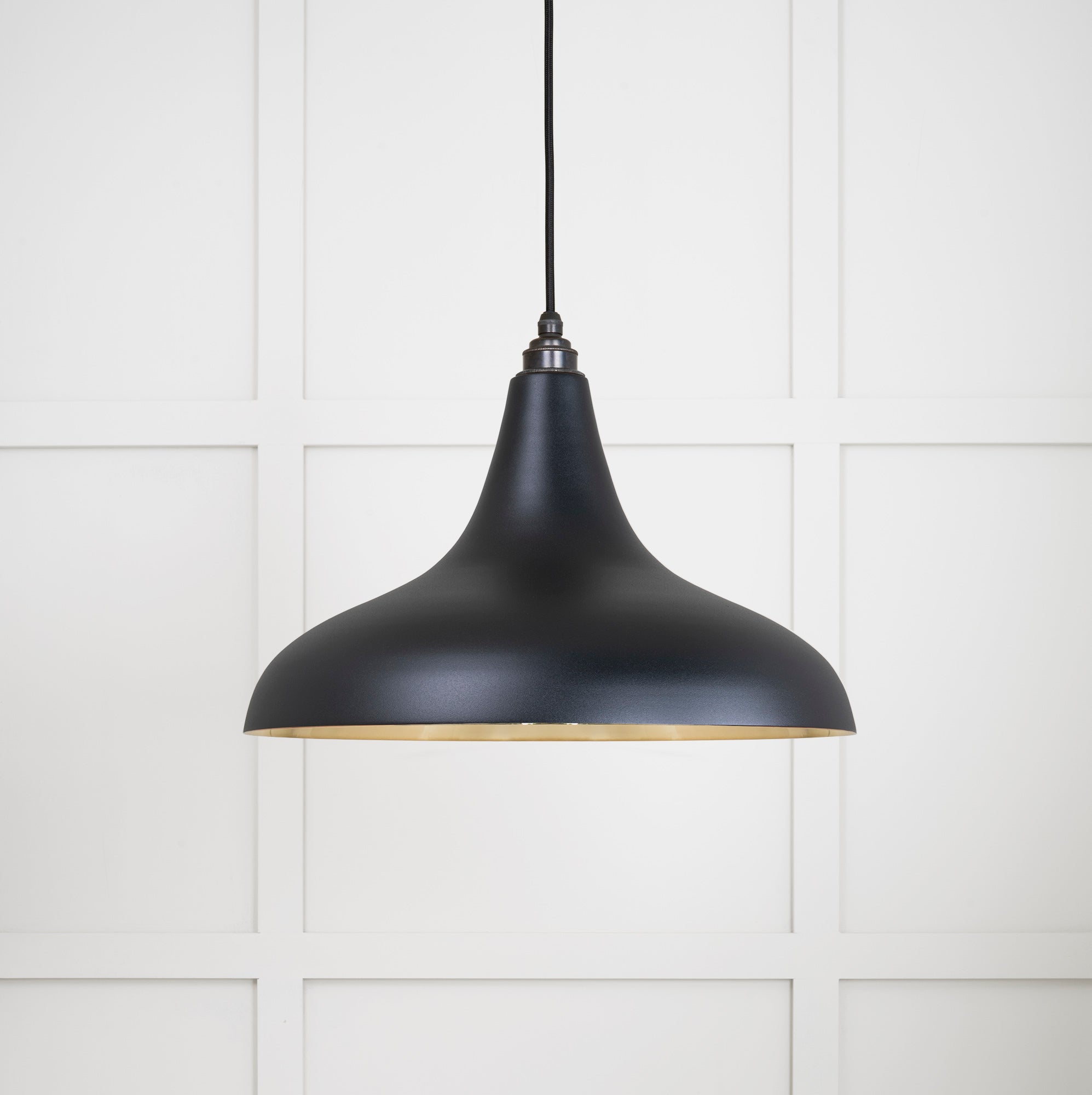 Smooth Brass Frankley Pendant Light Elan Black, Front Side.