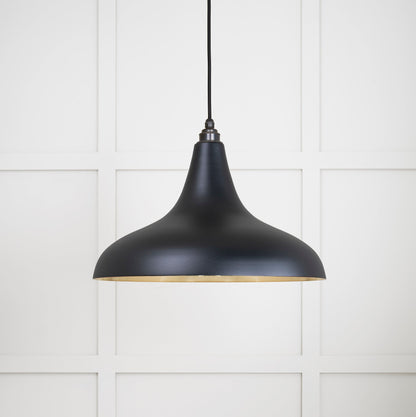 Smooth Brass Frankley Pendant Light Elan Black, Front Side.