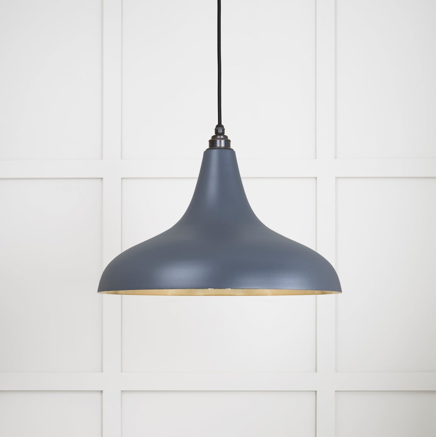 Smooth Brass Frankley Pendant Light Slate, Front Side.