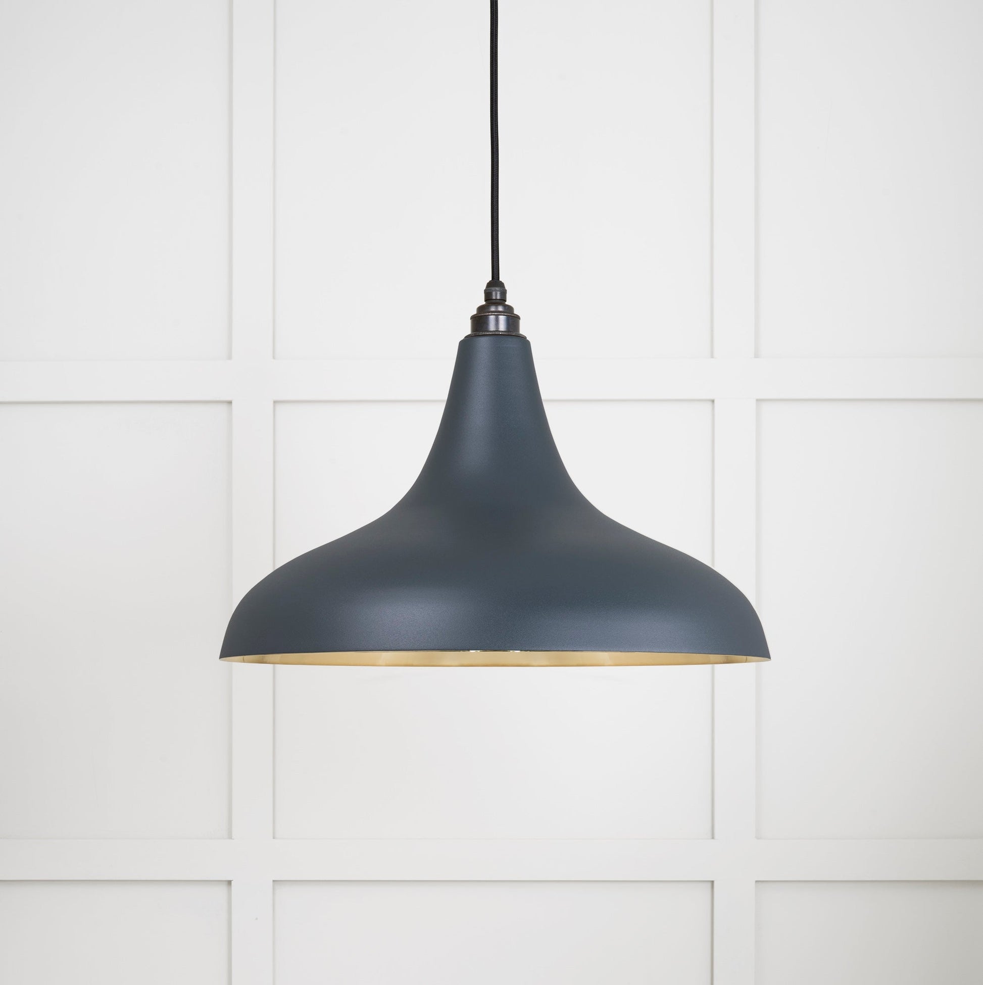 Smooth Brass Frankley Pendant Light Soot, Front Side.