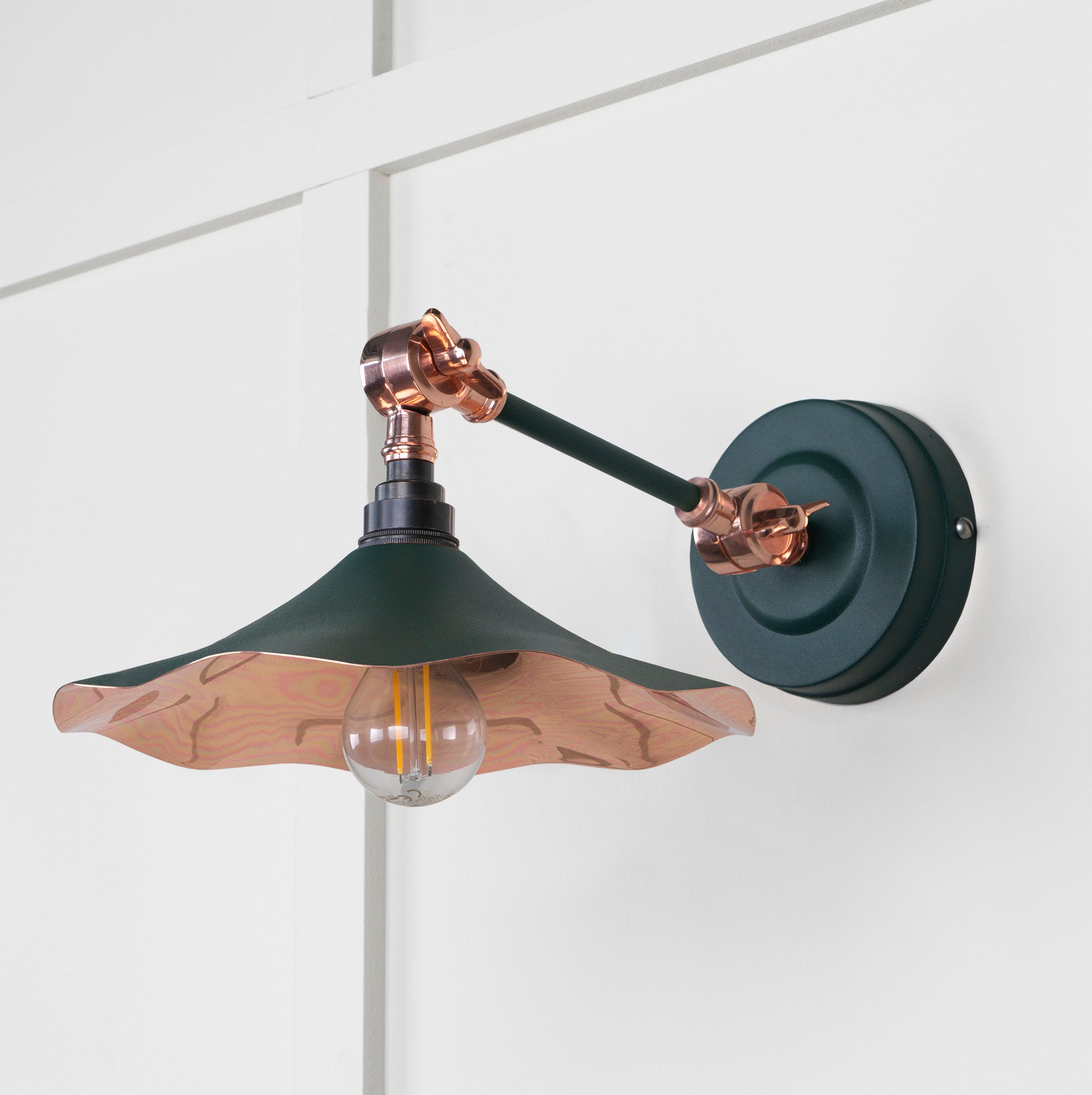 Smooth Copper Flora Wall Light Dingle, Front Side.