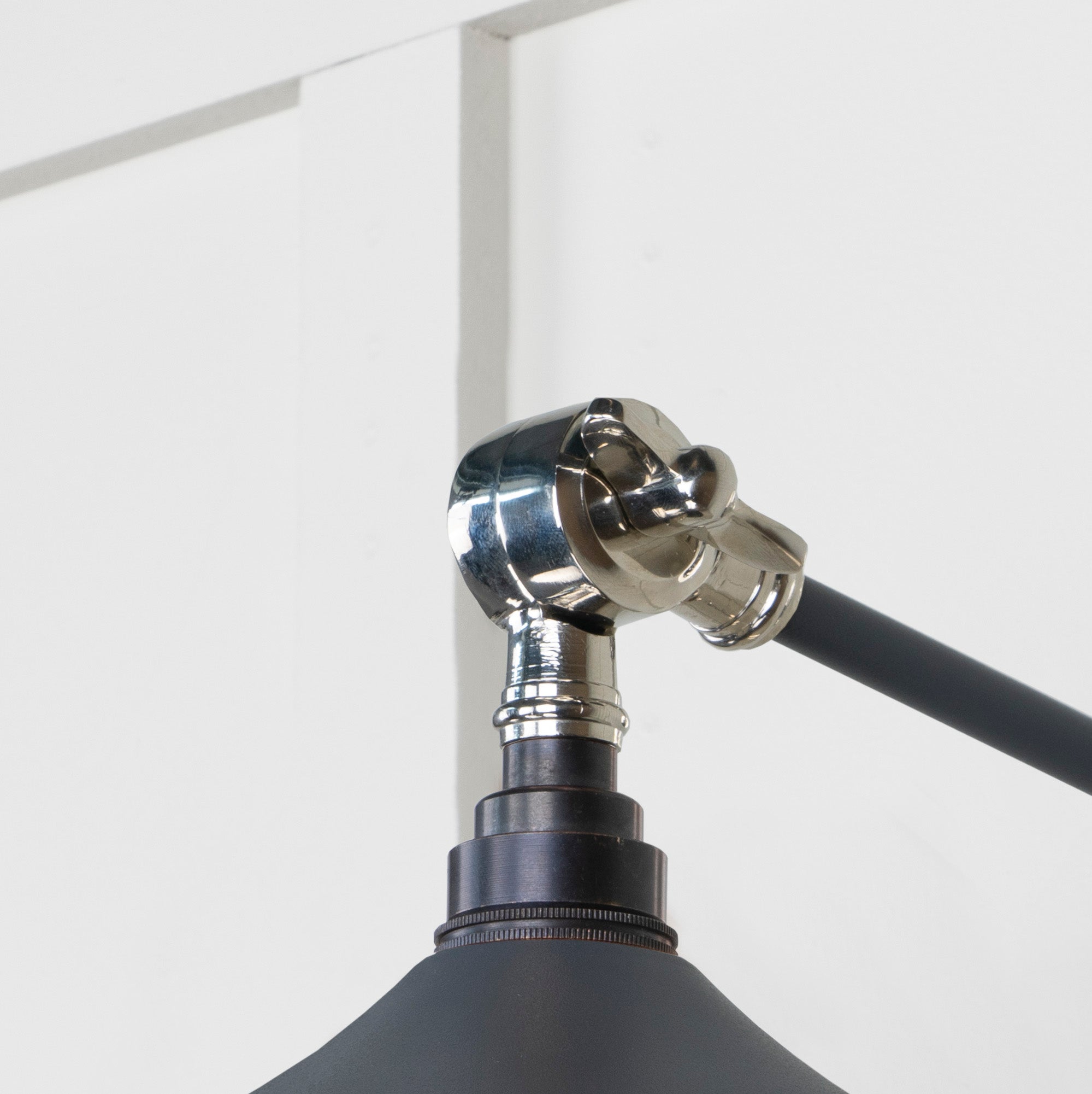 Smooth Nickel Flora Wall Light Slate, Detailed close up view of pendant.