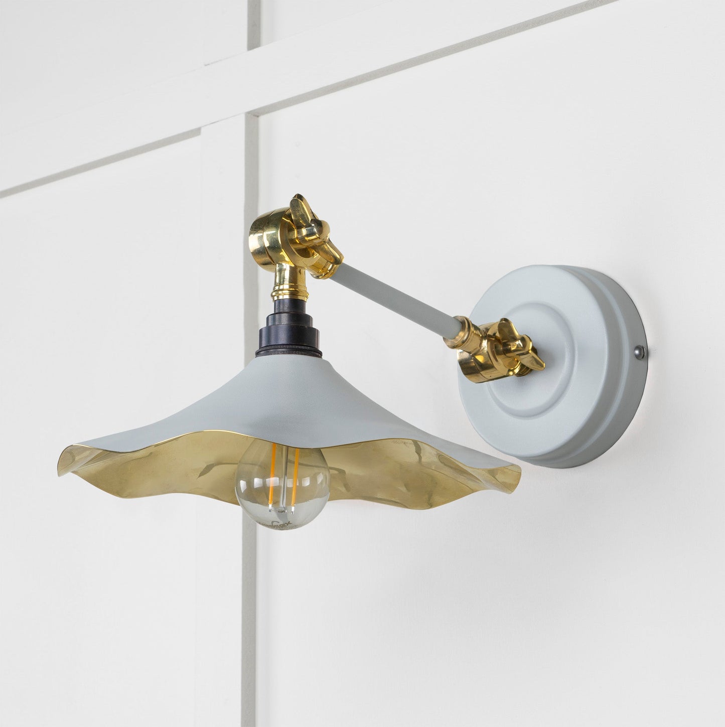 Smooth Brass Flora Wall Light Birch, Front Side.