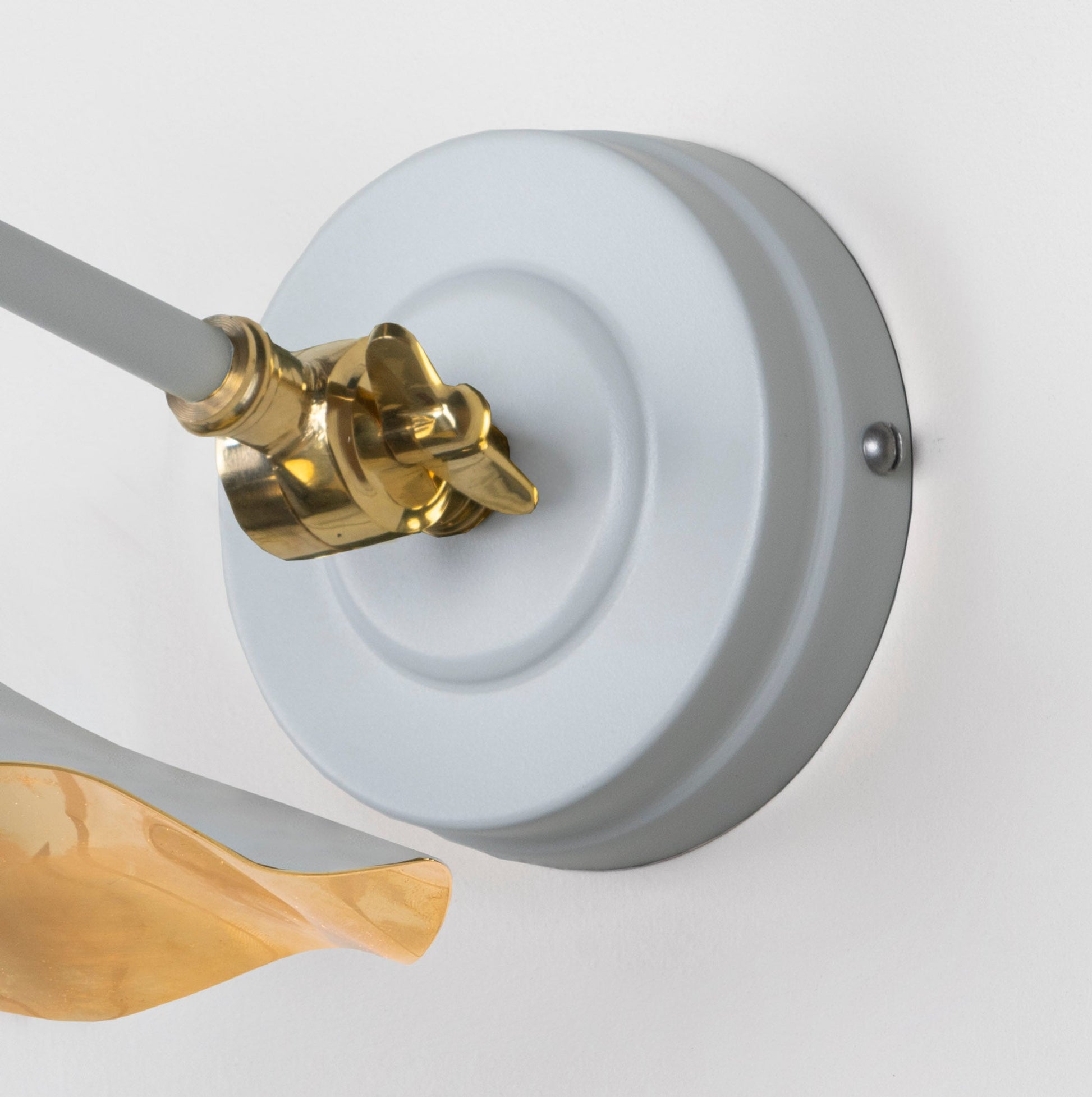 Smooth Brass Flora Wall Light Birch, close up view of fitting and cable.