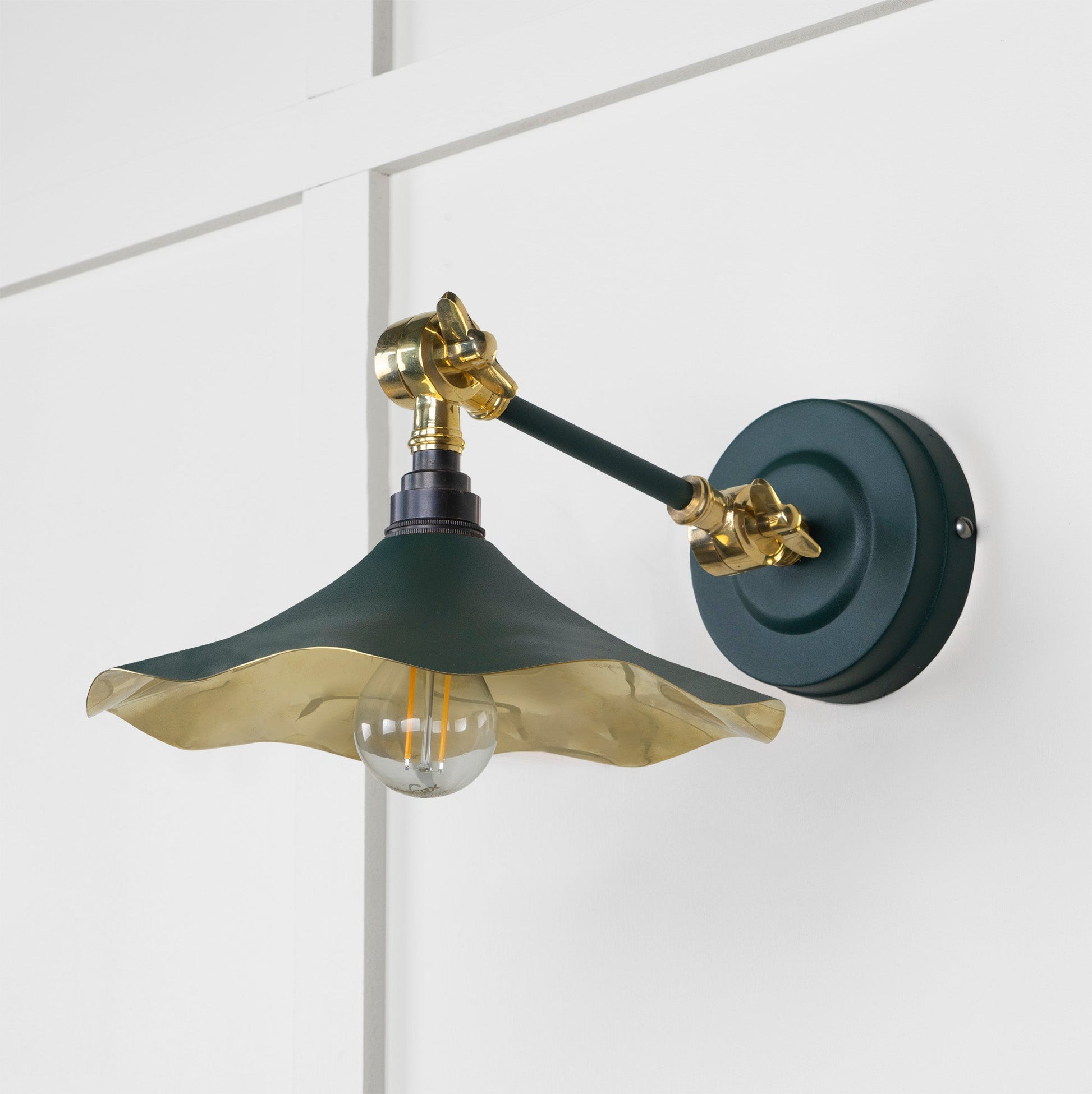 Smooth Brass Flora Wall Light Dingle, Front Side.