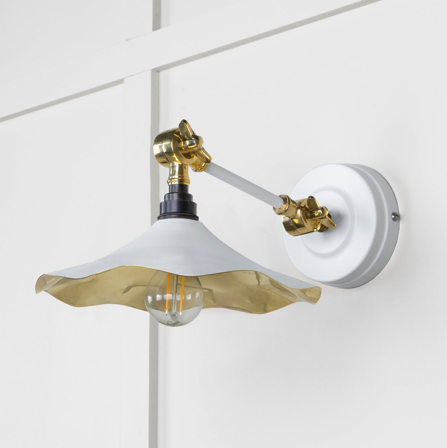 Smooth Brass Flora Wall Light Flock, Front Side.