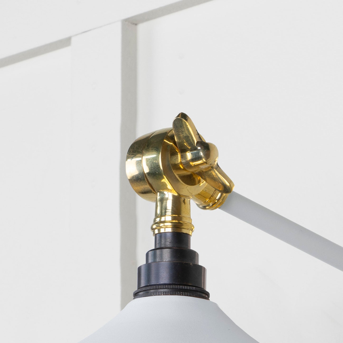 Smooth Brass Flora Wall Light Flock, Detailed close up view of pendant.
