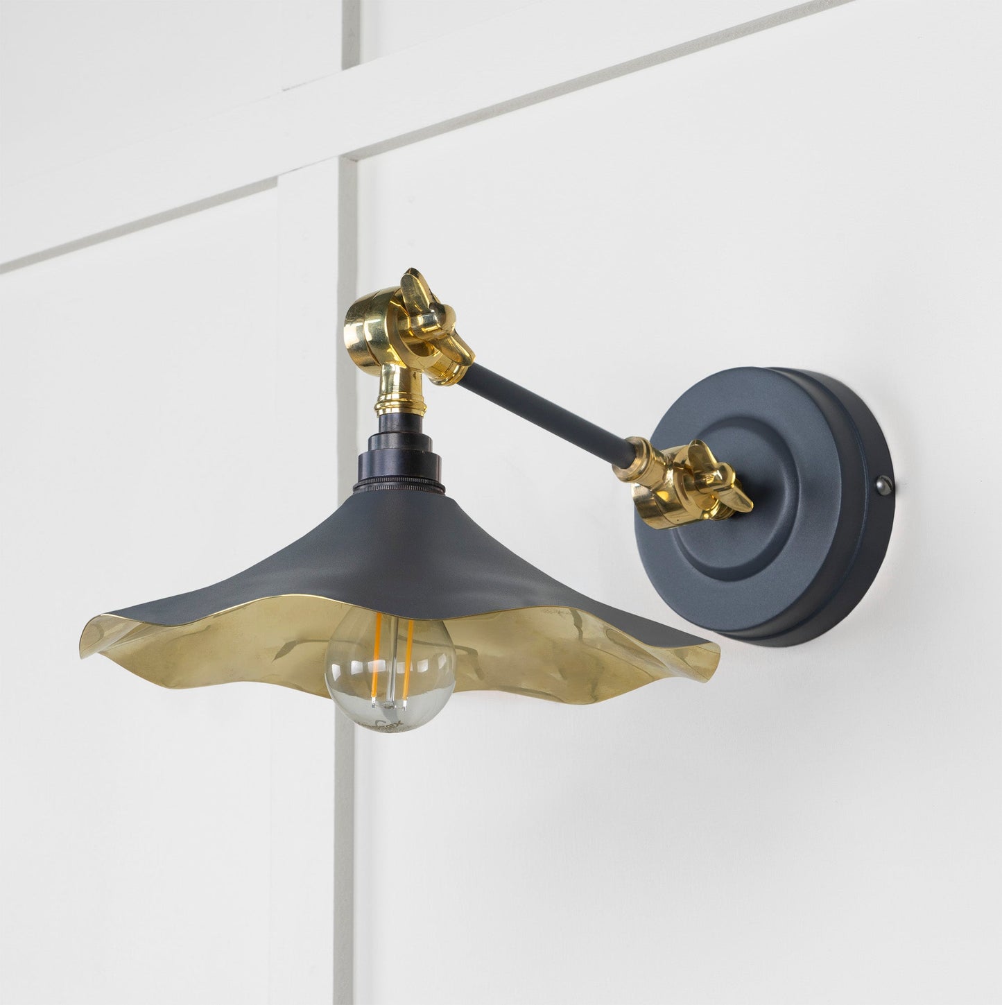 Smooth Brass Flora Wall Light Slate, Front Side.