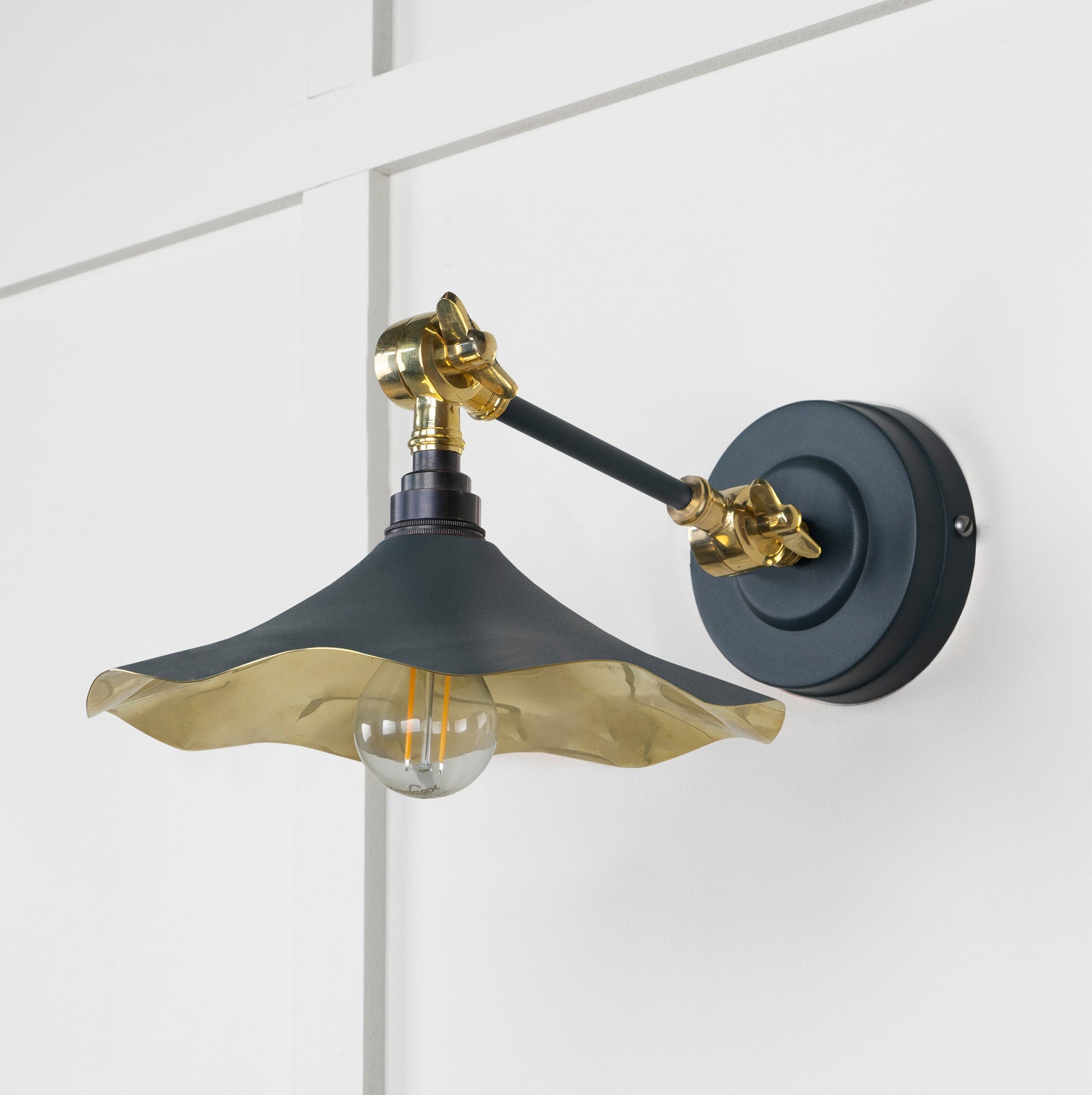 Smooth Brass Flora Wall Light Soot, Front Side.
