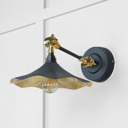 Smooth Brass Flora Wall Light Soot, Front Side.