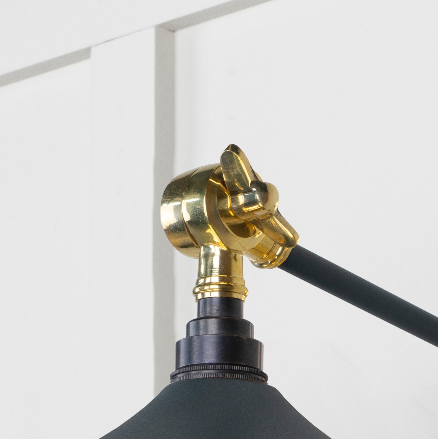 Smooth Brass Flora Wall Light Soot, Detailed close up view of pendant.