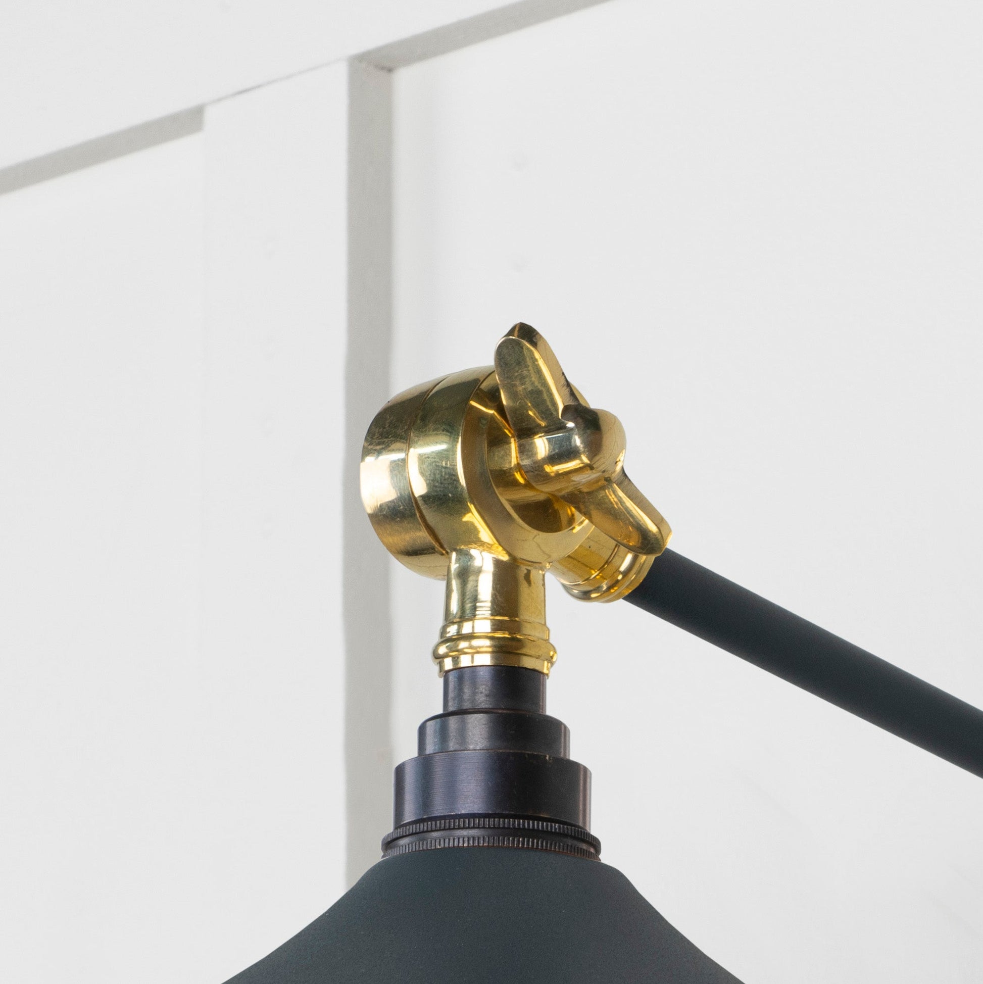 Smooth Brass Flora Wall Light Soot, Detailed close up view of pendant.