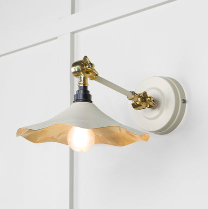 Smooth Brass Flora Wall Light Teasel, Front Side with light on.