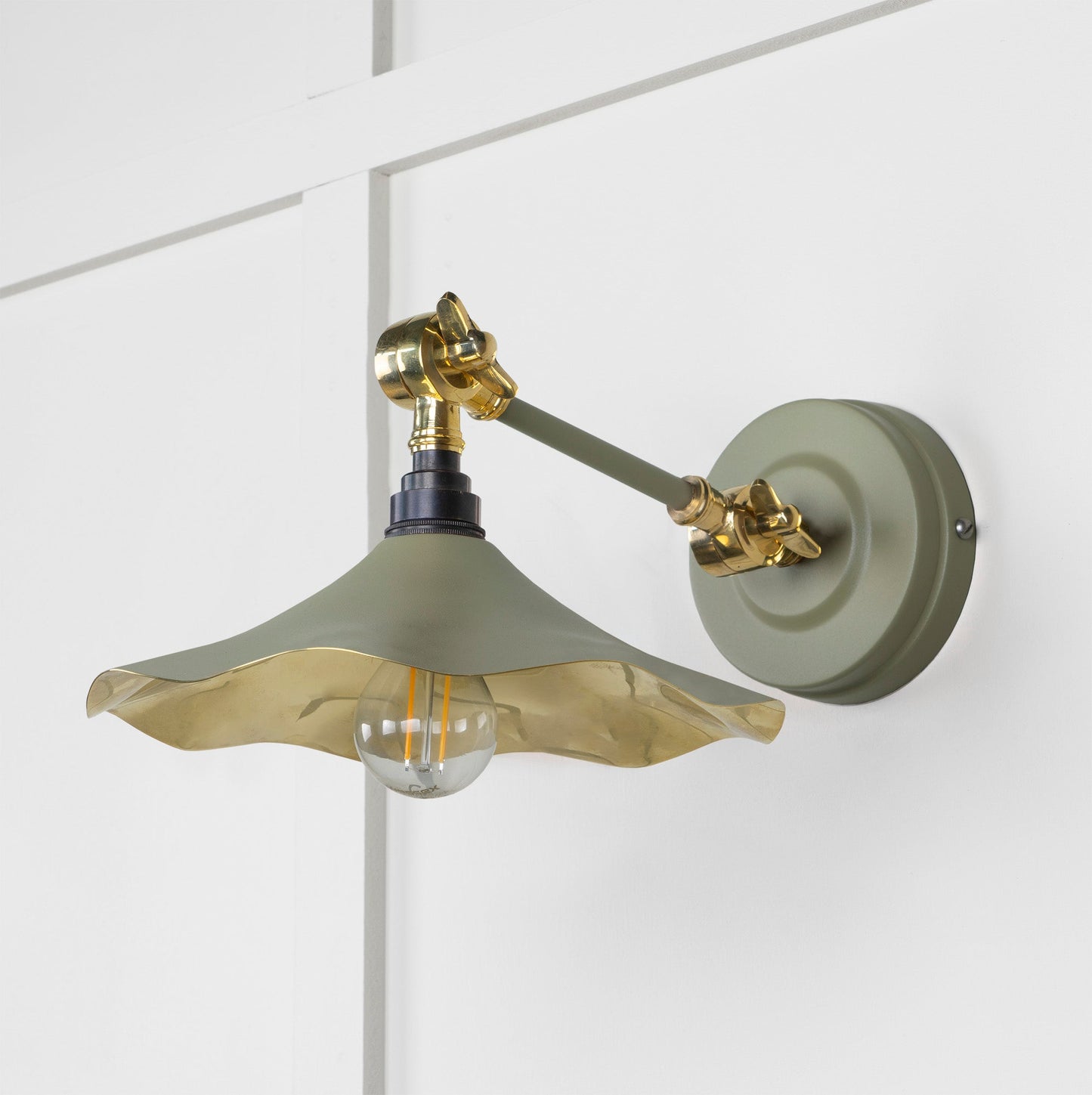 Smooth Brass Flora Wall Light Tump, Front Side.