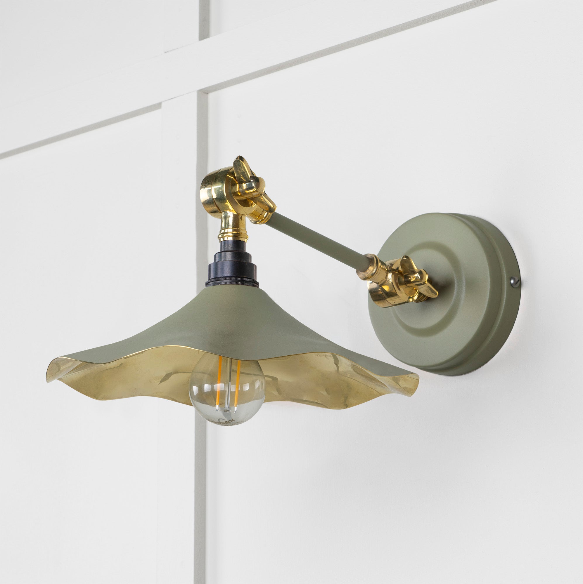 Smooth Brass Flora Wall Light Tump, Front Side.