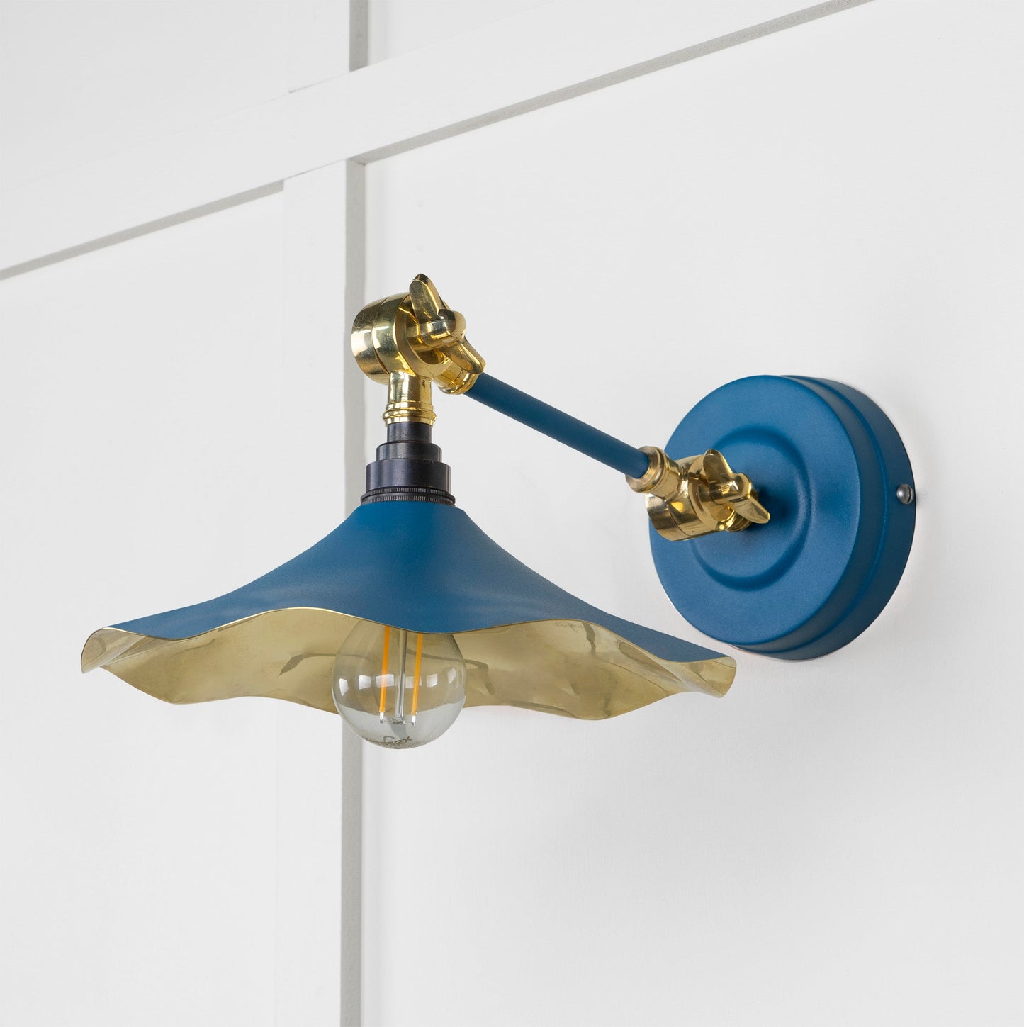 Smooth Brass Flora Wall Light Upstream, Front Side.
