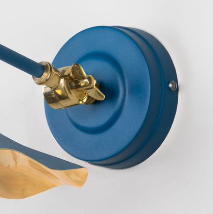 Smooth Brass Flora Wall Light Upstream, close up view of fitting and cable.