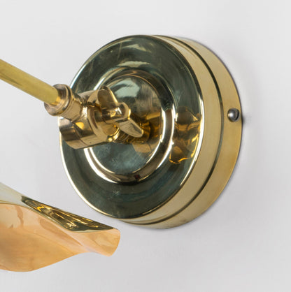 Smooth Brass Flora Wall Light , close up view of fitting and cable.